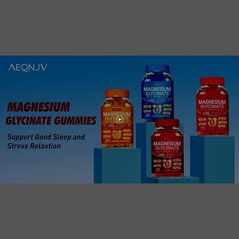 Gomitas de glicinato de magnesio 600 mg, gomitas de magnesio sin azúcar para adultos con