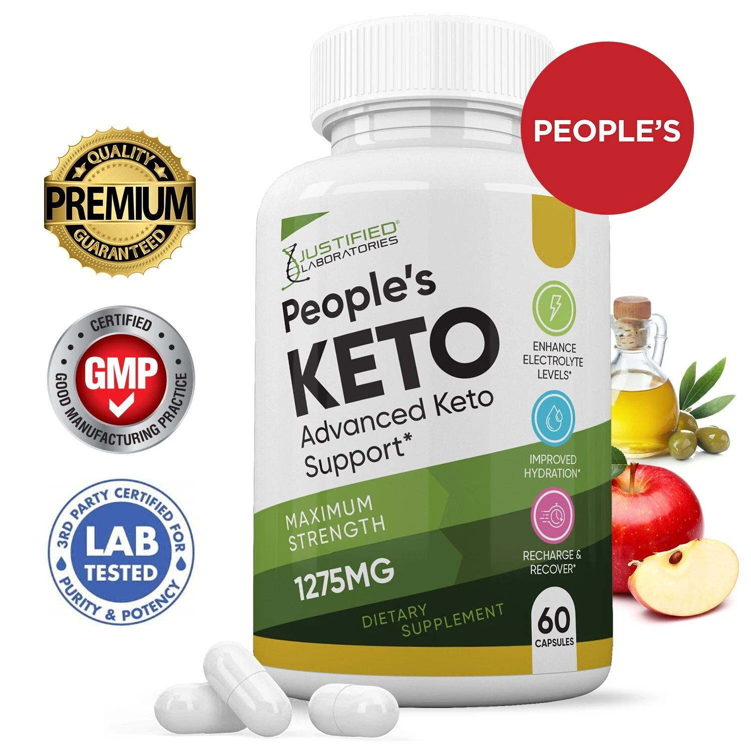 Peoples Keto ACV Pills 1275 MG Stronger Than Gummies Keto Support 1 Bottle