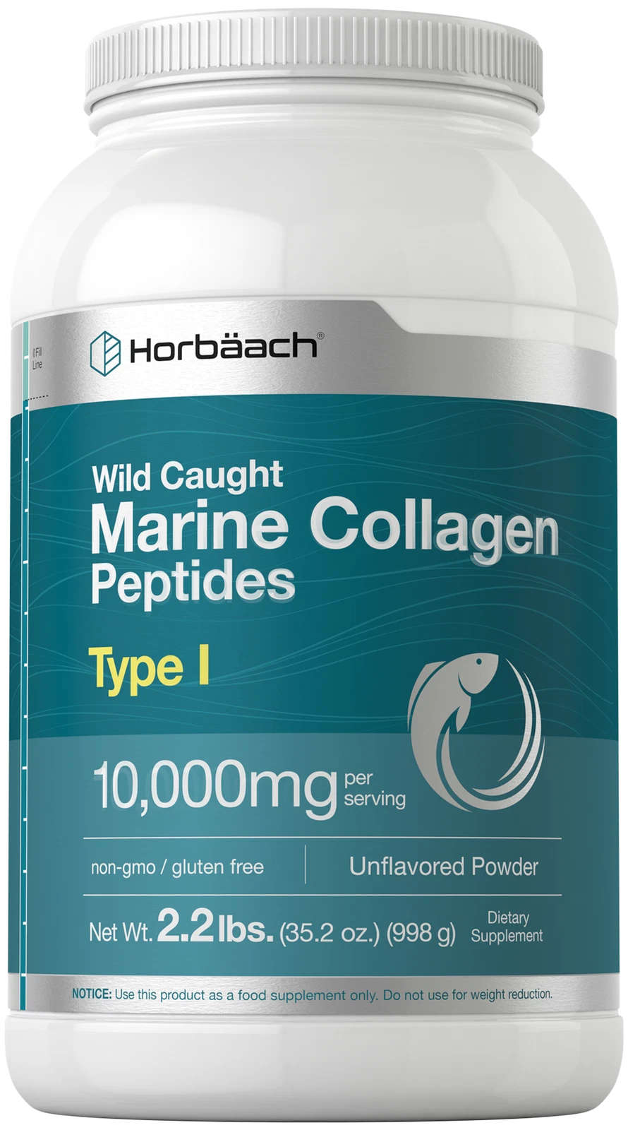 Marine Collagen Peptides Powder 2.2 lbs Hydrolyzed | Unflavored| by Horbaach