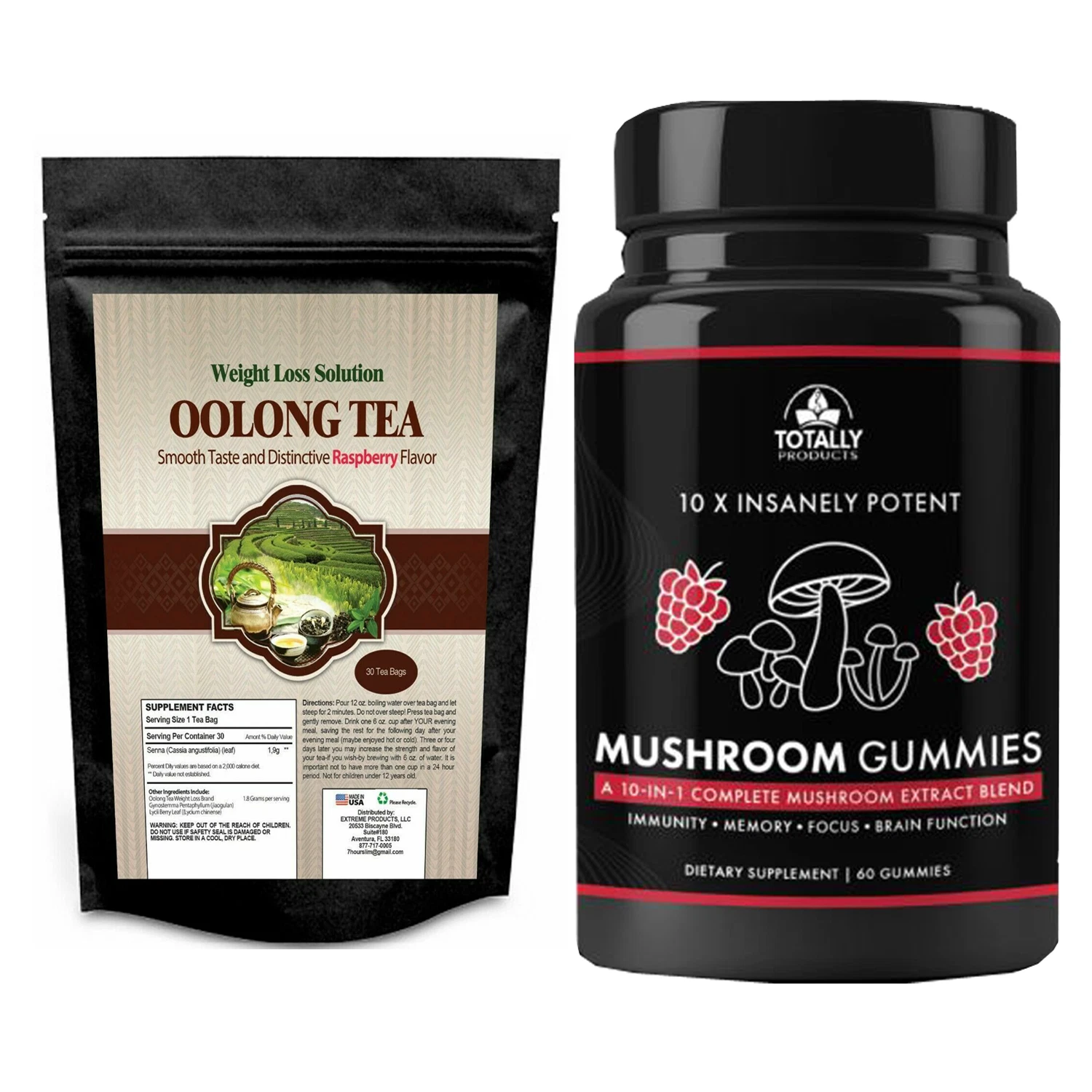 Herbal Oolong Tea Weight Loss 30 Bags Mushroom Extract Brain Booster Gummies