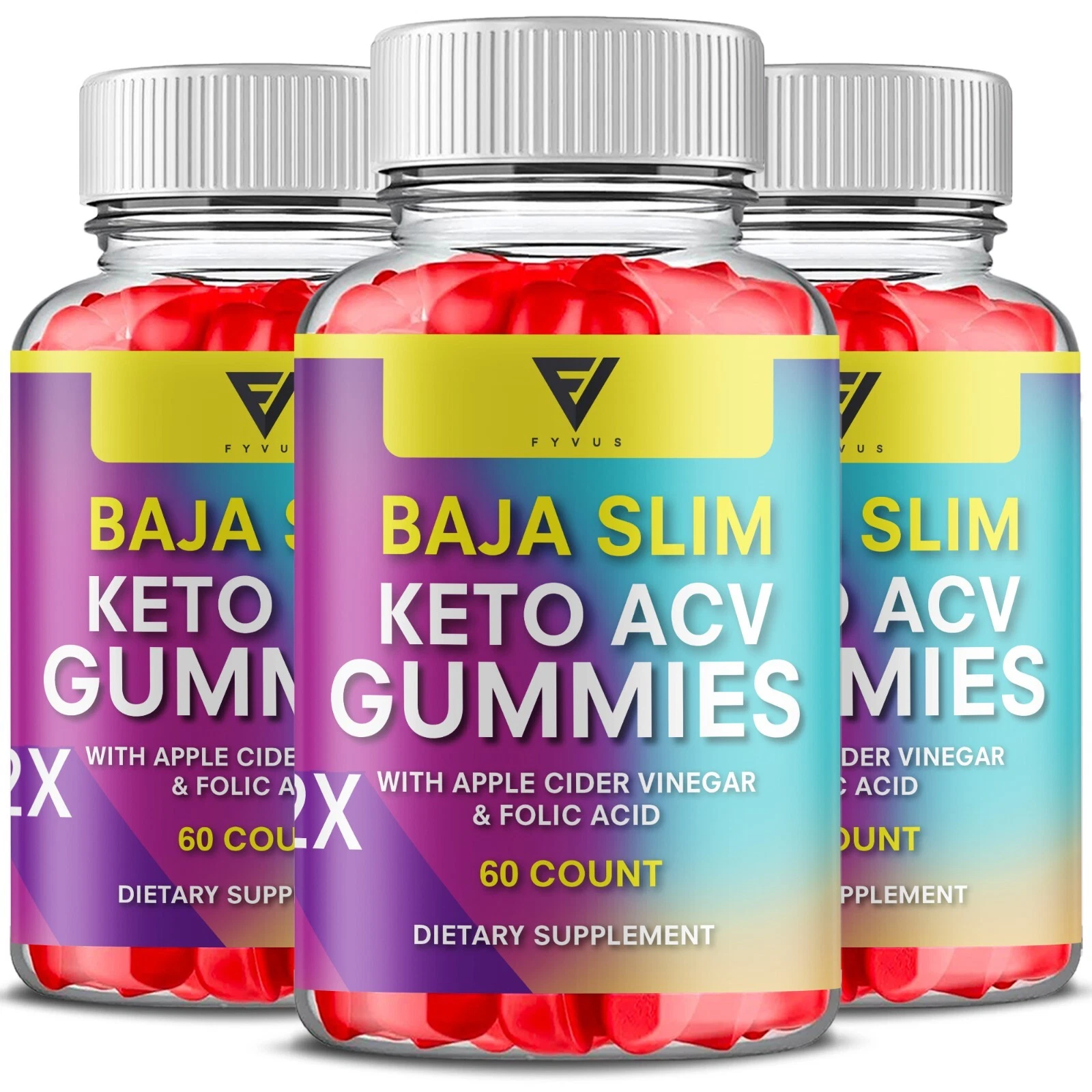 (3 Pack) Baja Slim Keto ACV Gummies BajaSlim Maximum Strength (180 Gummies)