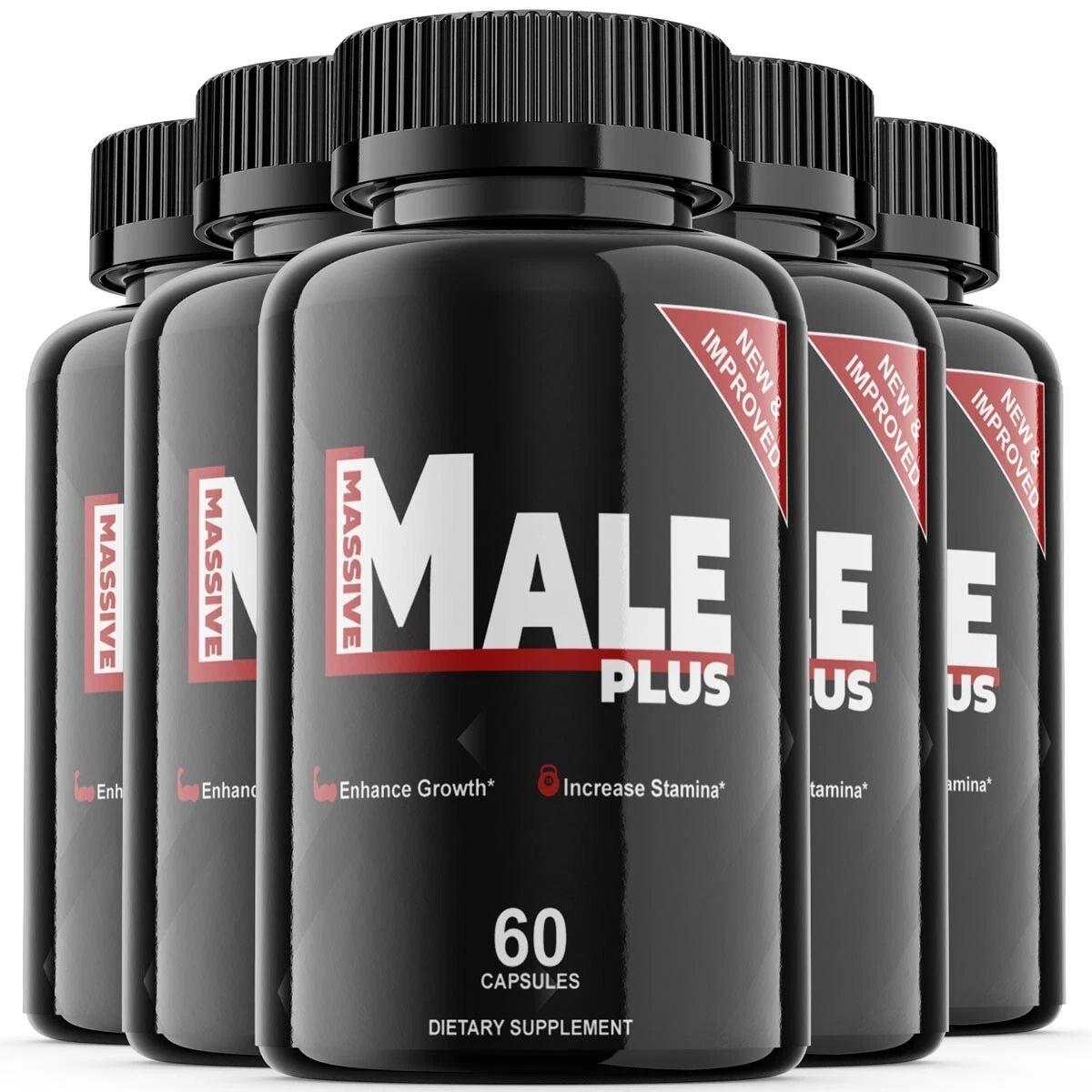 Massive Male Plus - Male Virility - 5 Bottles - 300 Capsules