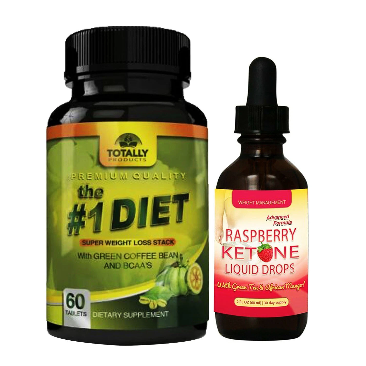 Green Coffee Bean Fat Burn Capsules & Raspberry Ketone Liquid Weight Loss Drops