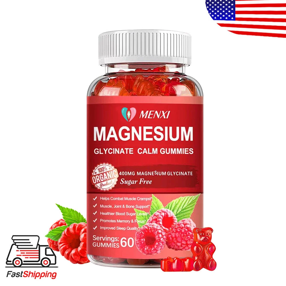 Magnesium Glycinate Gummies 60 Gummy High Strength 400mg Supplement Bone Health