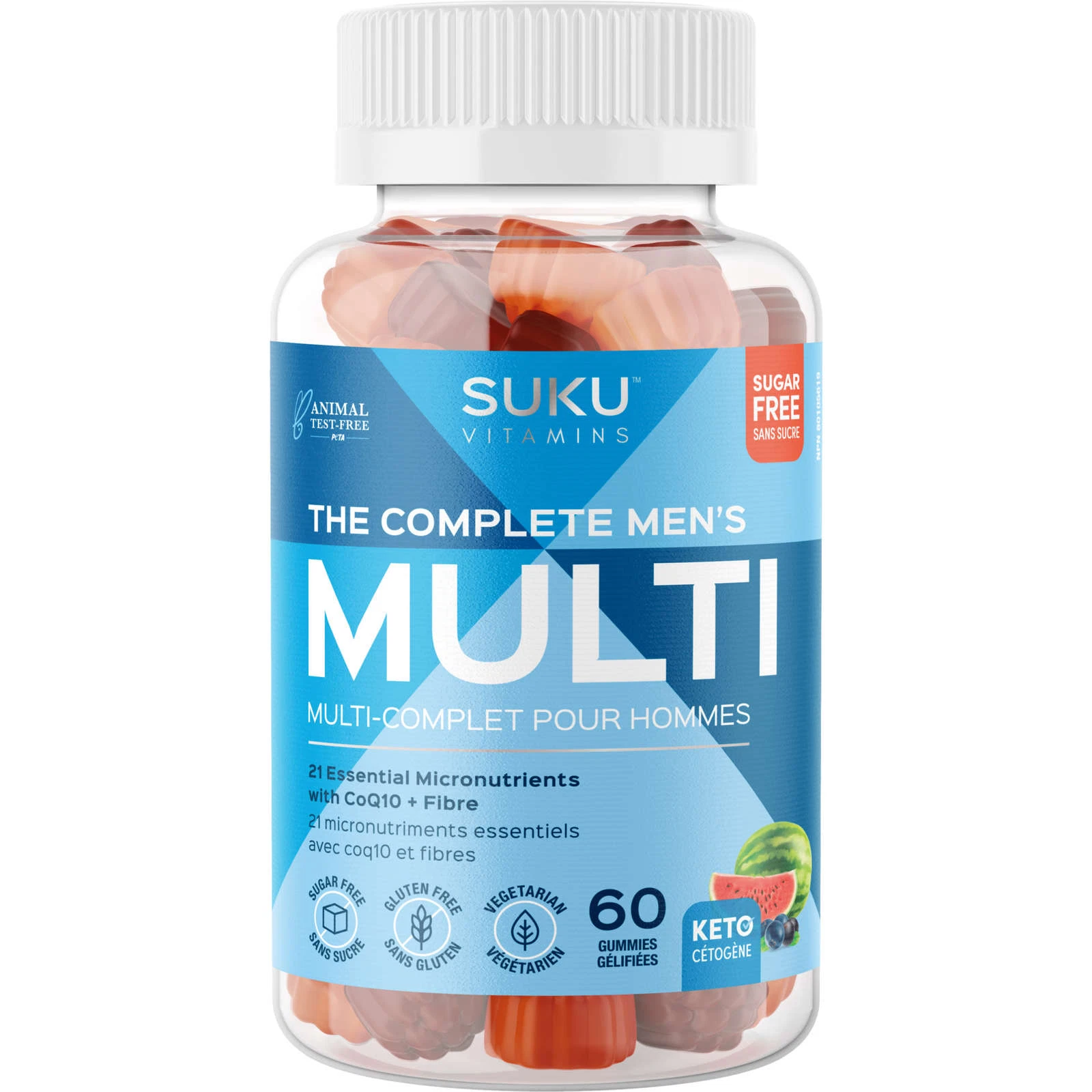 SUKU The Complete Men's Multi 21 Essential Micronutrients Coq10 60 Gummies NEW
