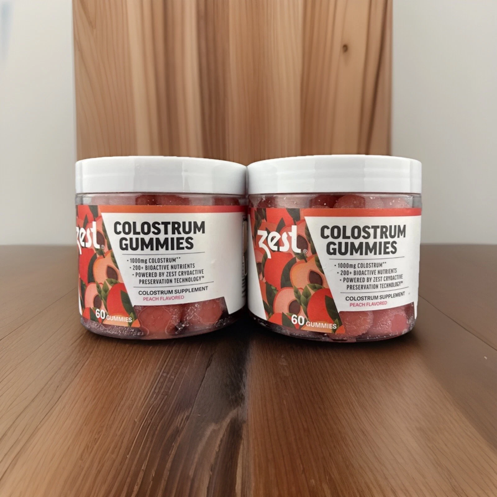 Lot Of 2 Zest Colostrum Gummies Supplement Gummy Chews - 60 Gummies Peach