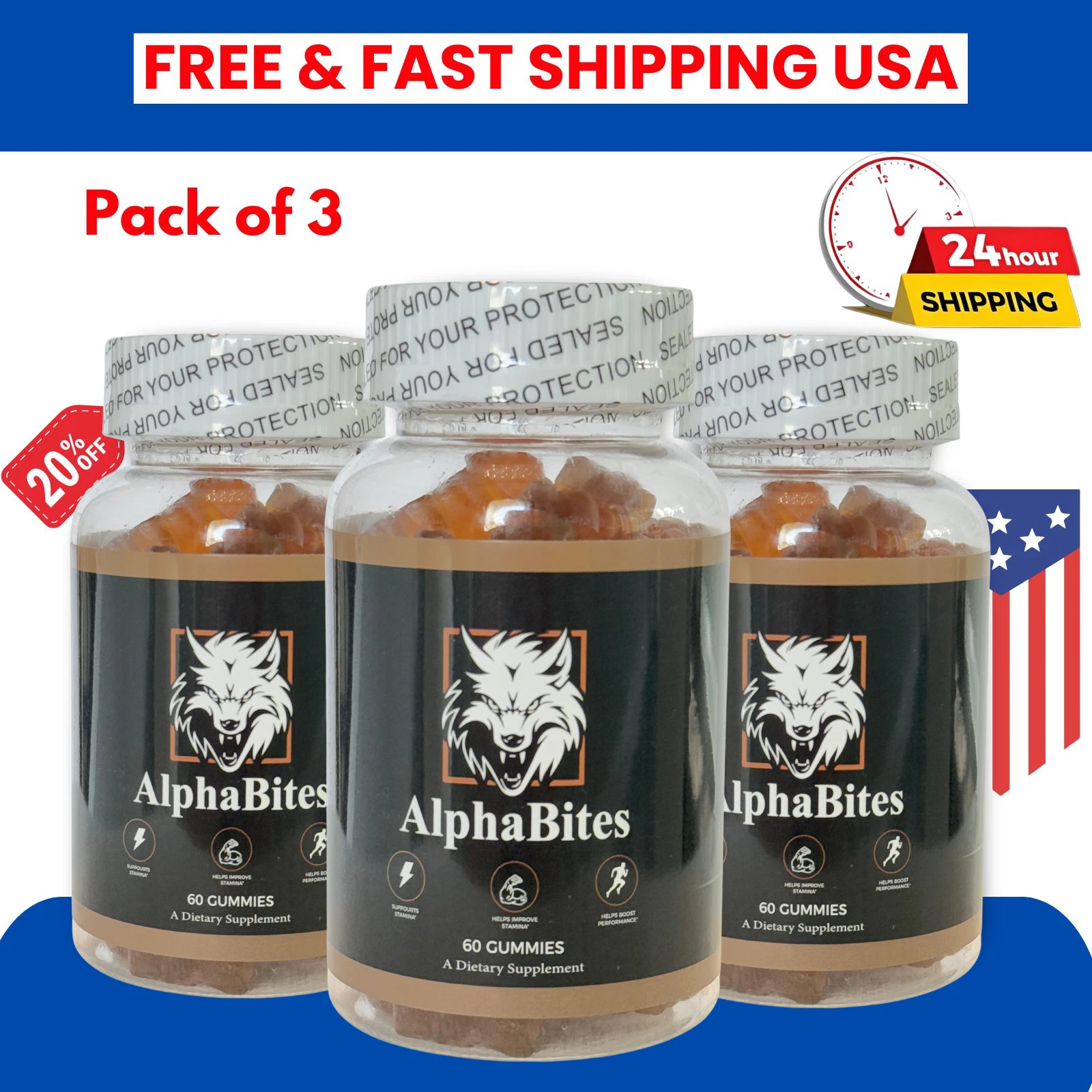 Alpha Bites Gummies AlphaBites Max Performance Gummy (1 Month Supply)-3PC