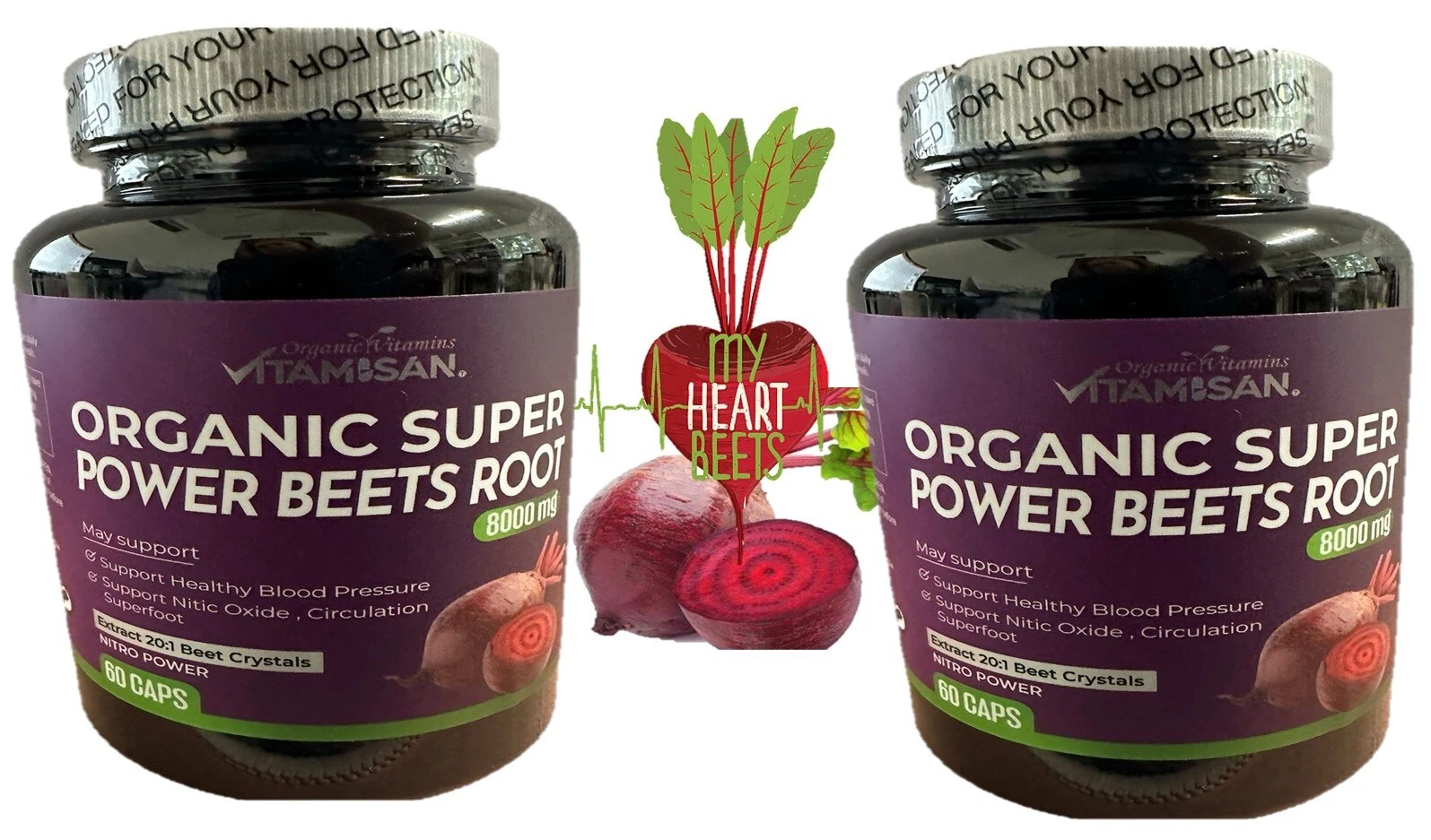 2 Organic Vitamins Beet Root Powder 8000mg Caps Nitric Oxide Booster Superfood