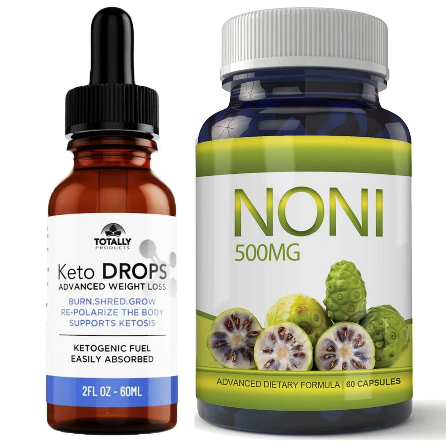 Keto Drops Fat Burner & Noni Fruit Extract Advanced Weight Loss Capsules Combo