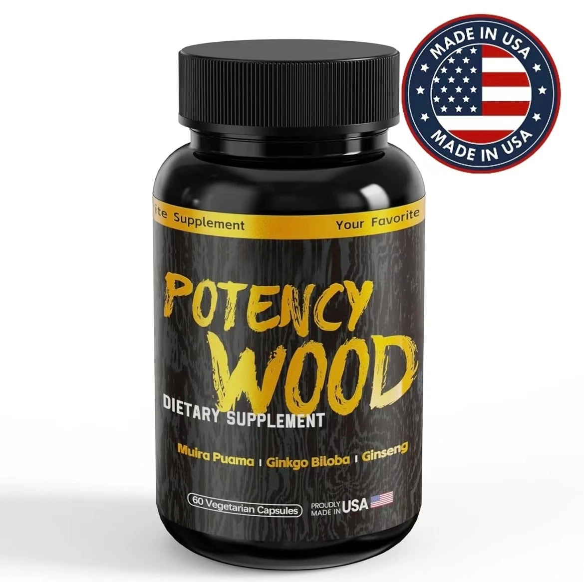 Potency Wood Ginseng Ashwagandha Gingko Tribulus, Herbal Supplements 60 Capsules