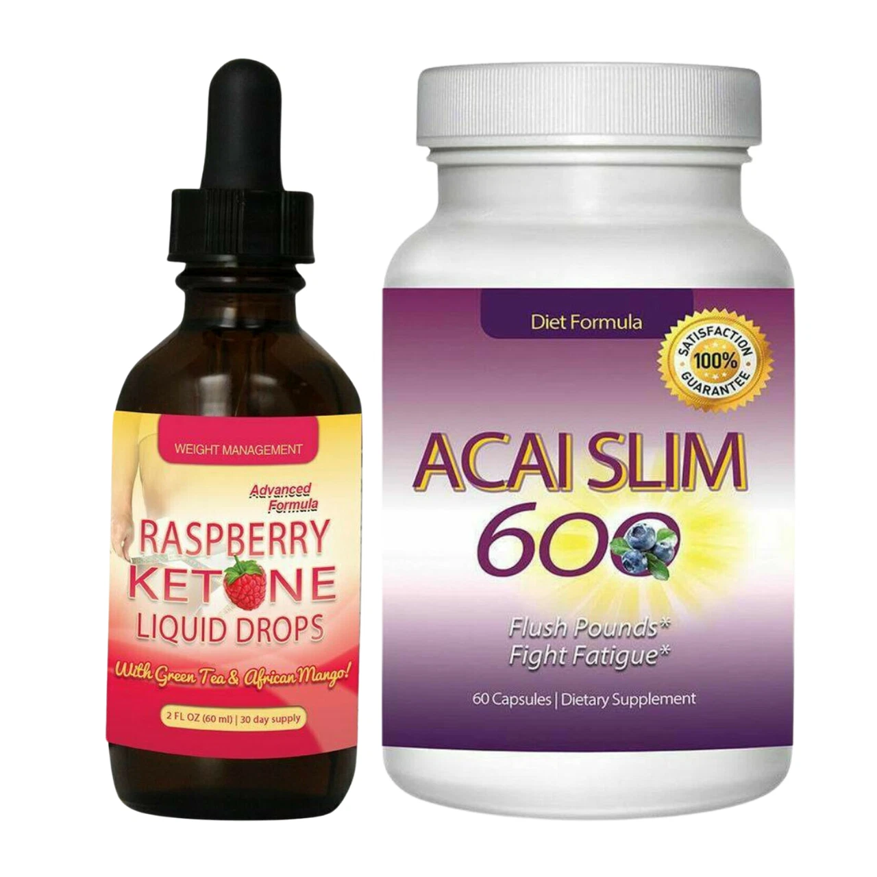 Raspberry Ketone Liquid Drops Weight Loss & Acai Berry Belly Fat Burn Diet Pills