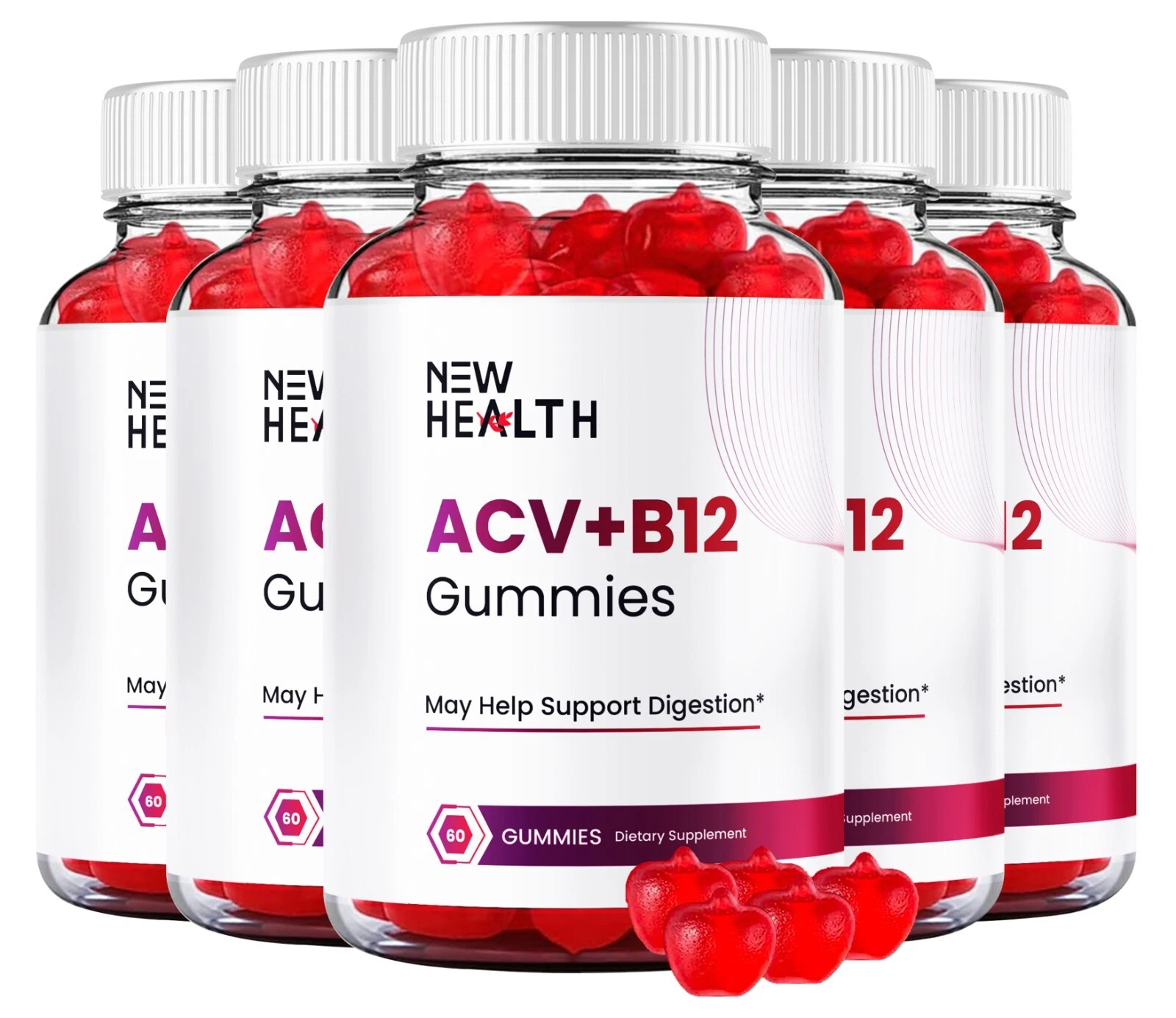 (5 Pack) New Health Advanced ACV+B12 Gummies to Support Weight Loss