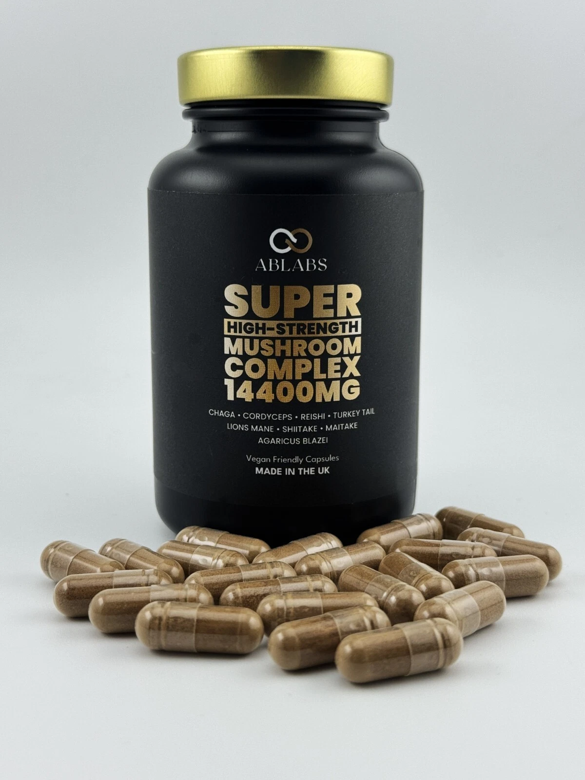 Super High-Strength 8-in-1 Mushroom Complex • 14400 Mg • 20:1 Extracts • UK Made