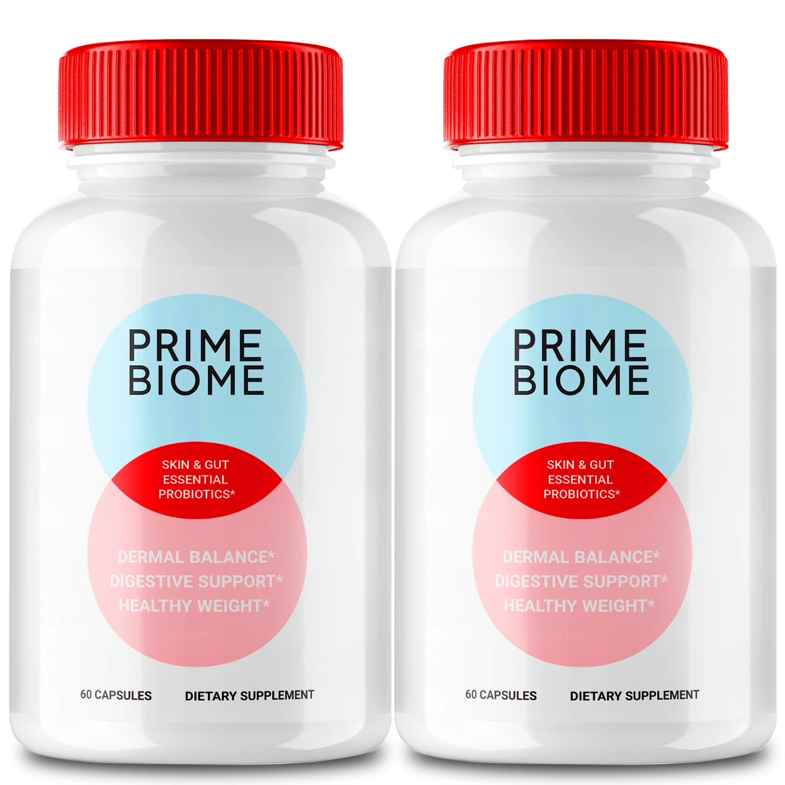 (2 Pack) Prime Biome Probiotic Capsules, Gut Health Formula Supplement Pills