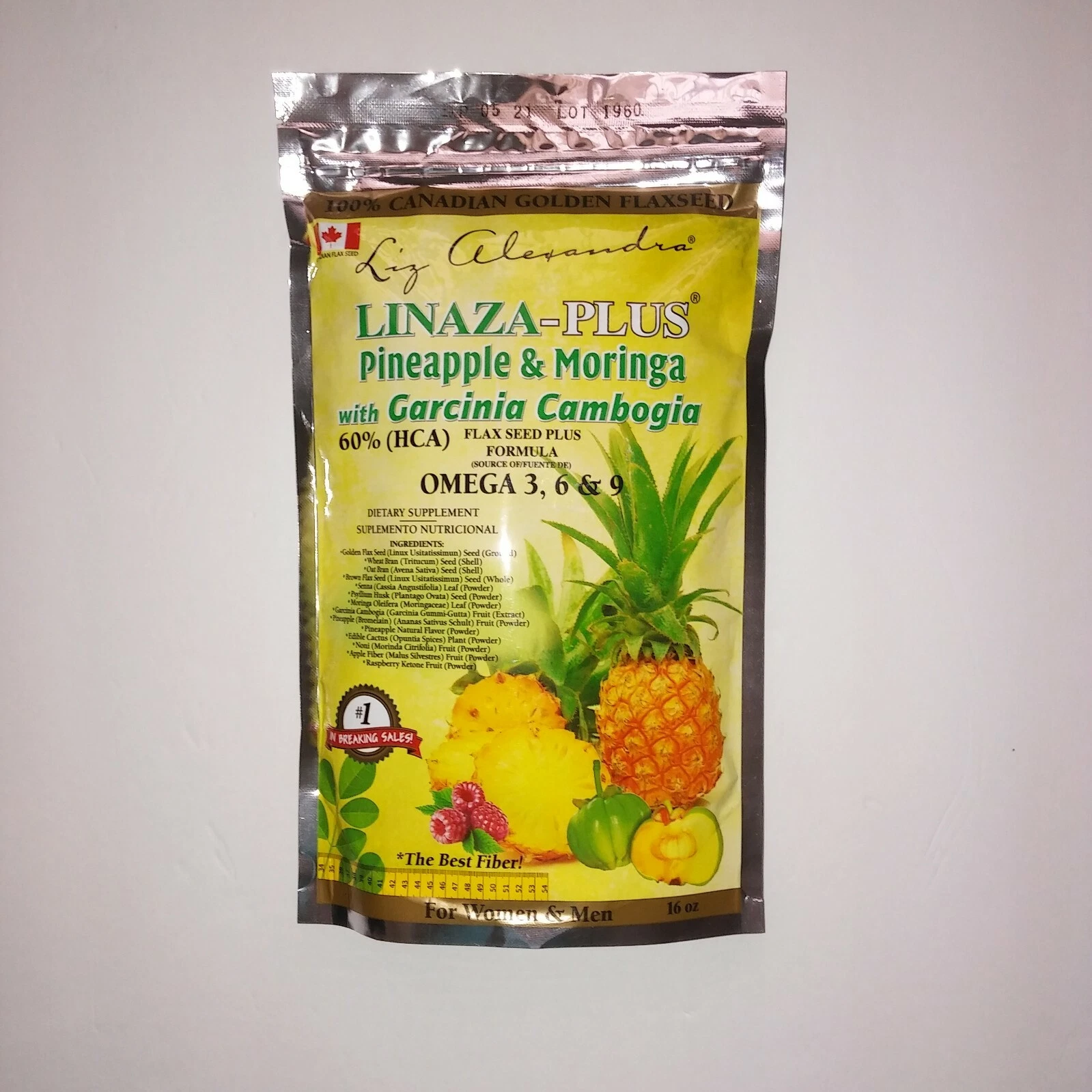 Linaza Plus with Pineapple, Moringa and Garcinia Cambogia 16oz,Slimming.