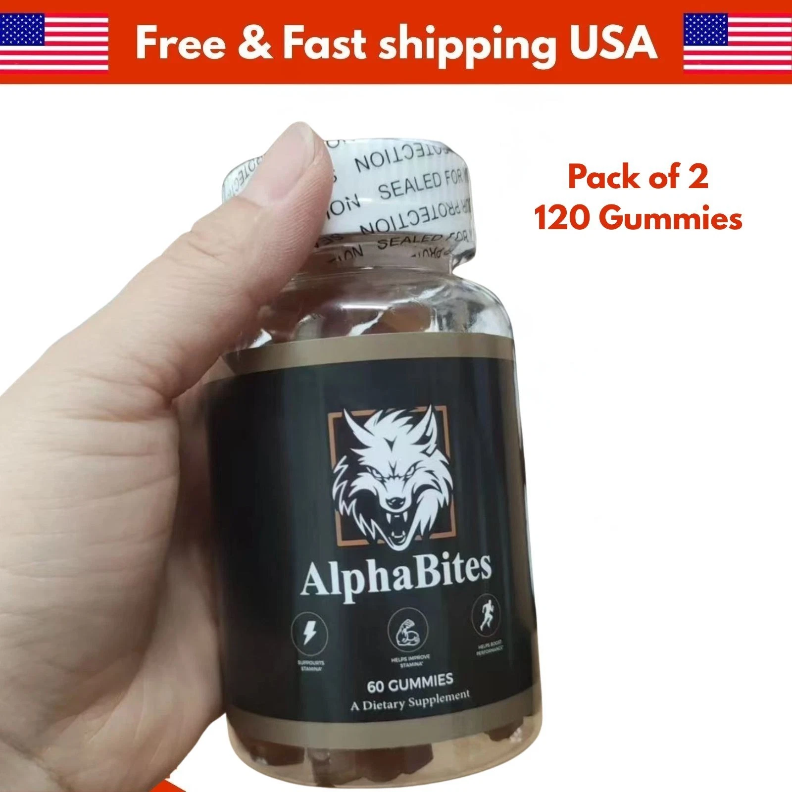 Alpha Bites Gummies AlphaBites Max Performance Gummy Pack of 2 -120 Gummies US