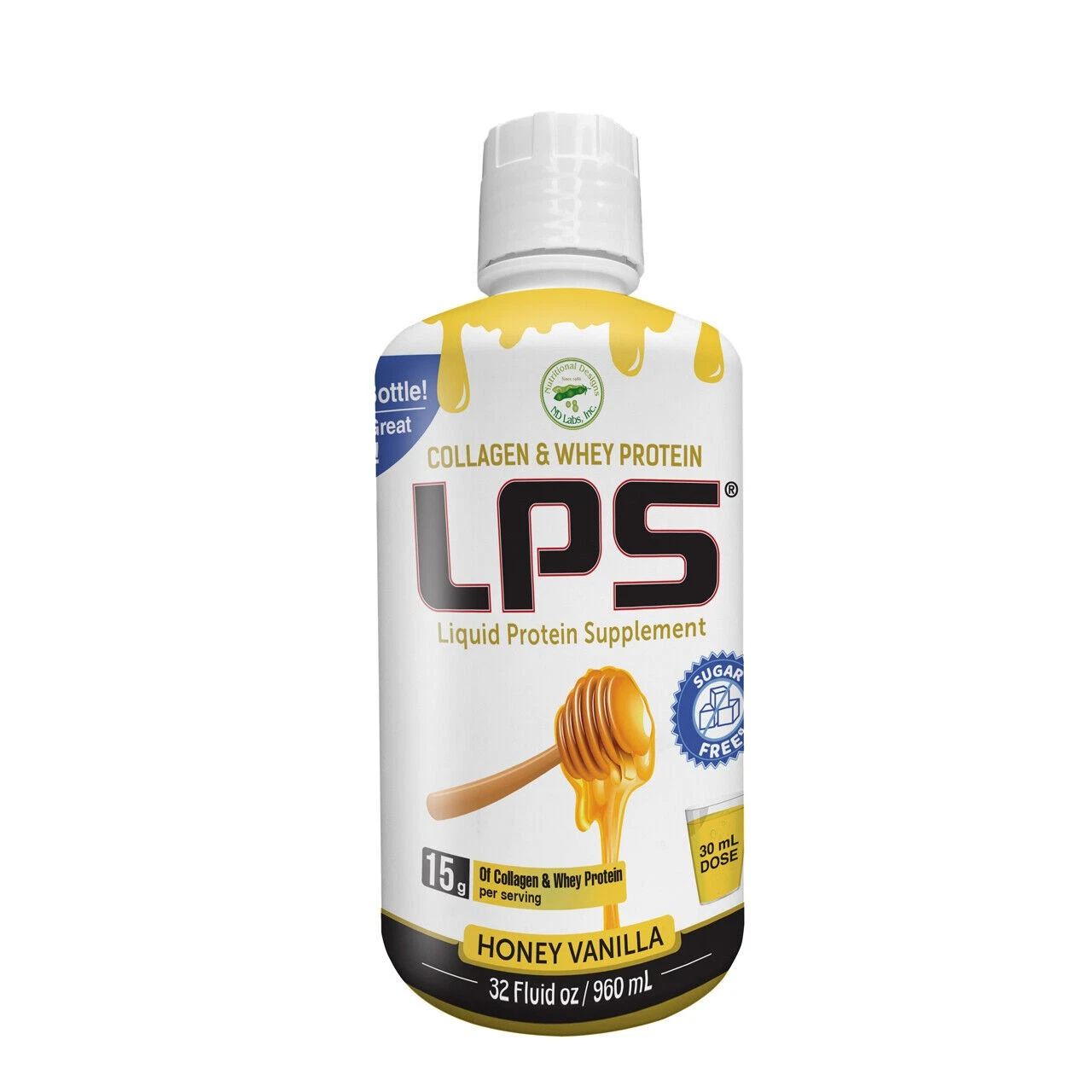 LPS Liquid Protein Supplement Collagen & Whey Honey Vanilla 15g 32 oz Pack of 3