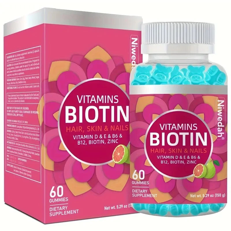 Hair Skin Nails Vitamins – Biotin Gummies 60 Count | 30 Day Beauty Supply
