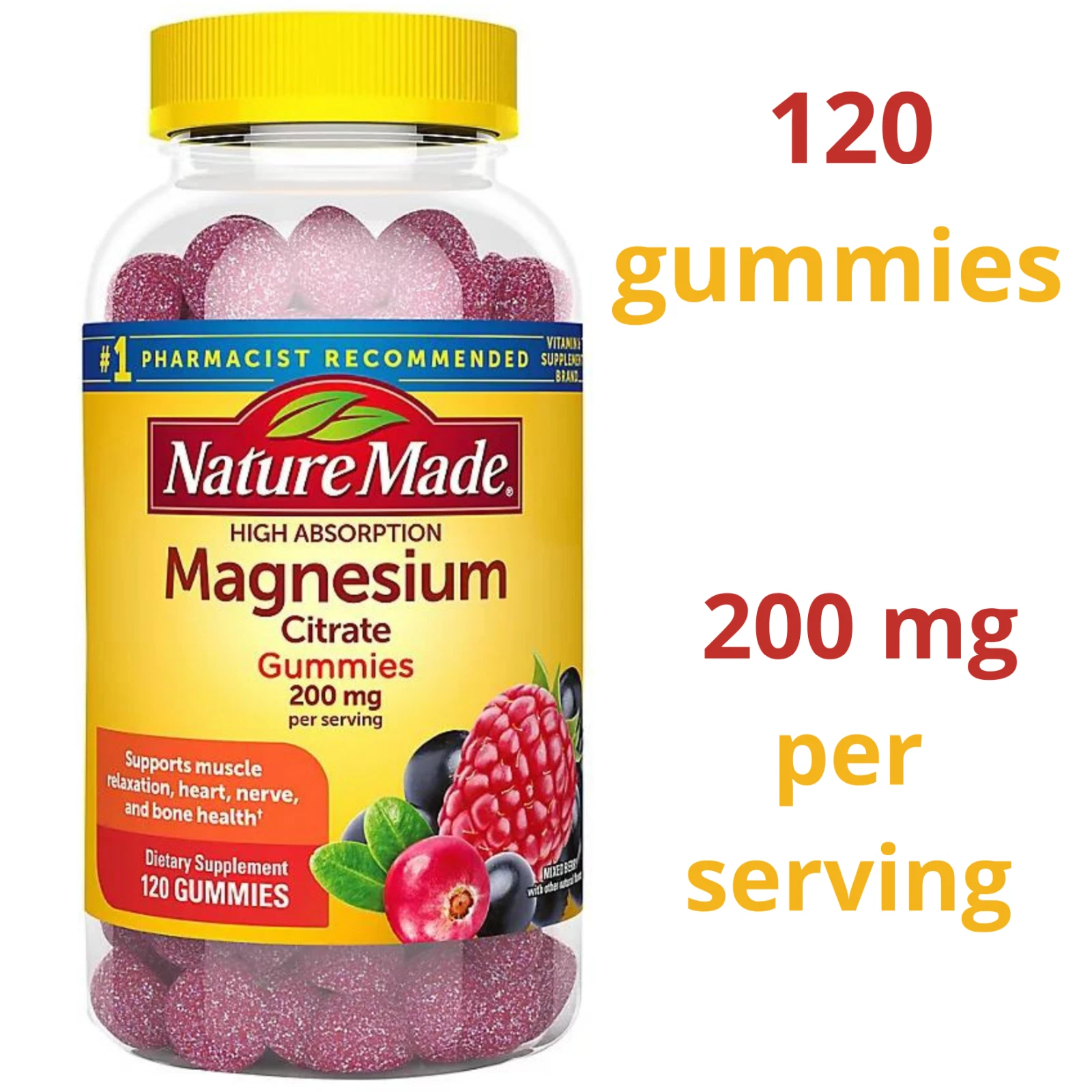 Nature Made High Absorption Magnesium Citrate berry-flavored 200 mg 120 Gummies