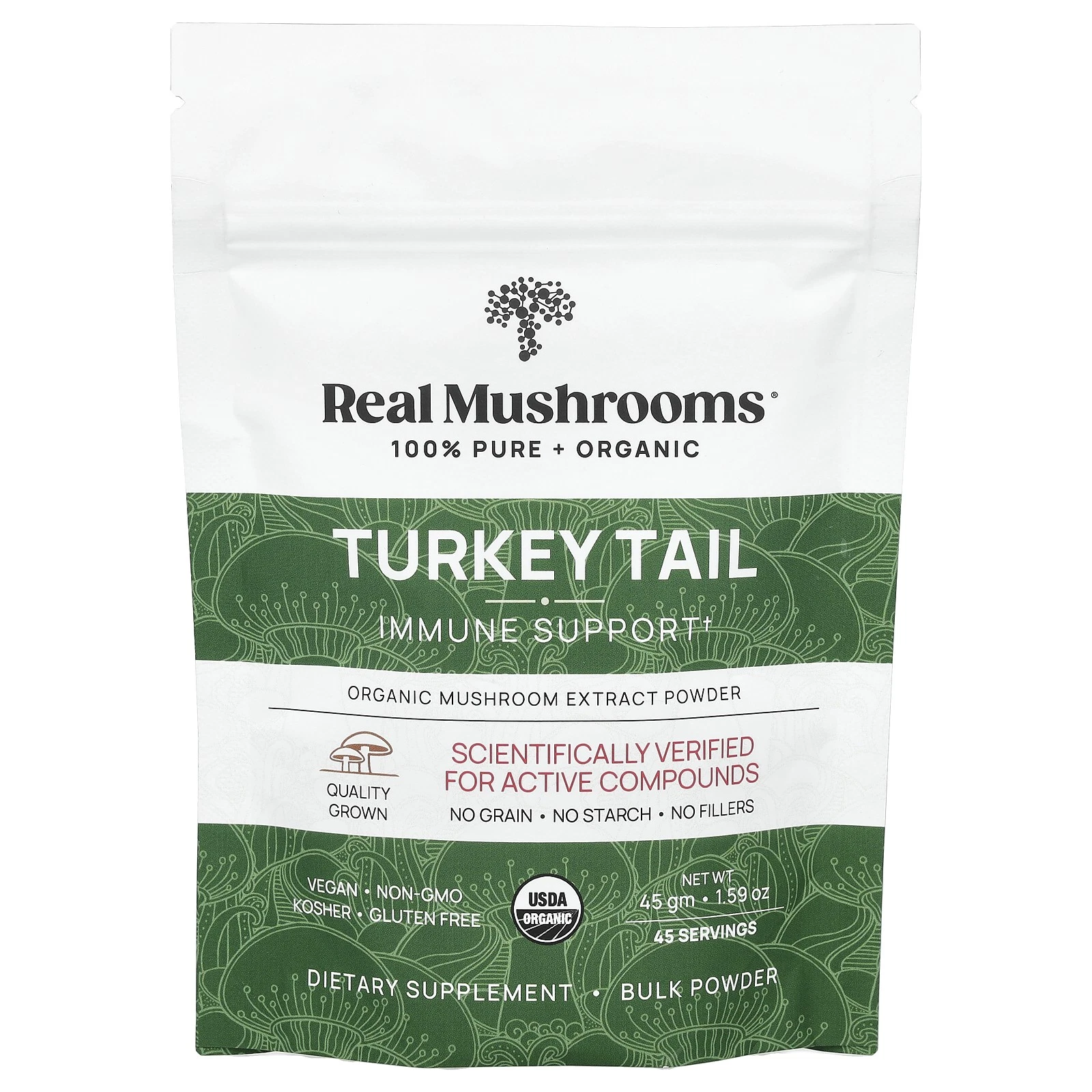 Turkey Tail, Organic Mushroom Extract Powder, 1.59 oz (45 gm)