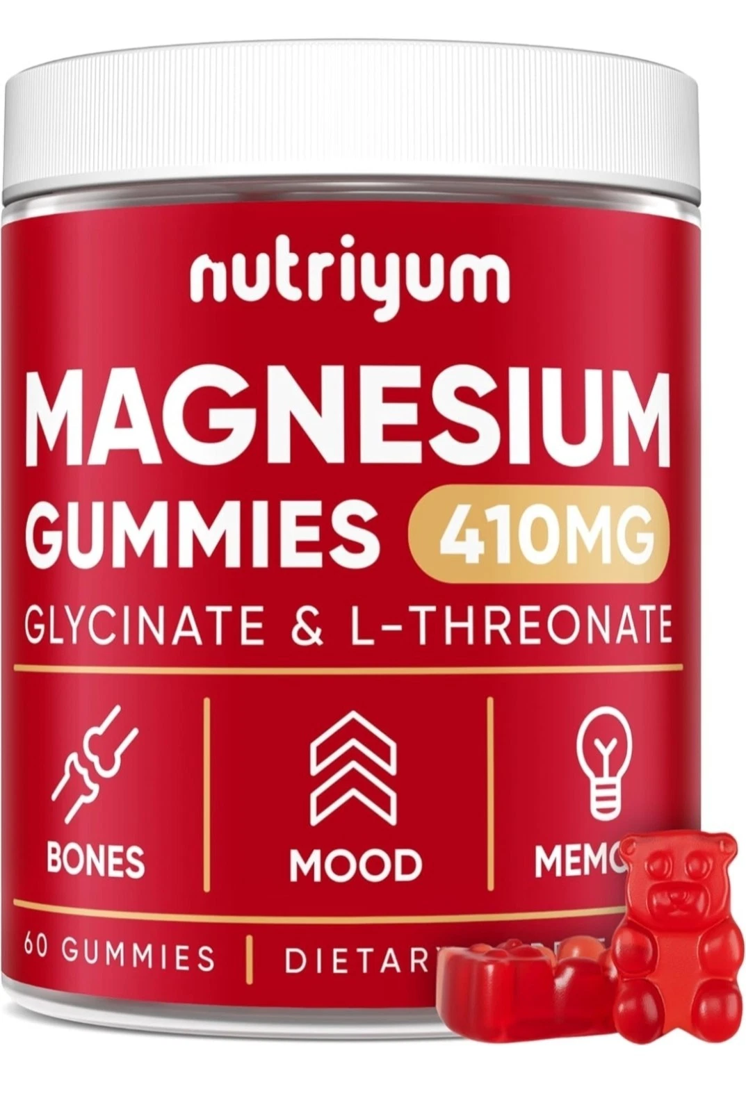 Nutriyum Magnesium Glycinate Gummies 410mg High Absorption Magnesium Threonate