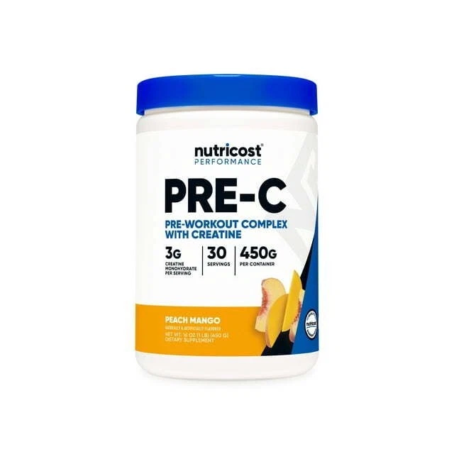 Pre-Workout Complex with Creatine Powder (Peach Mango) Nutricost NEW