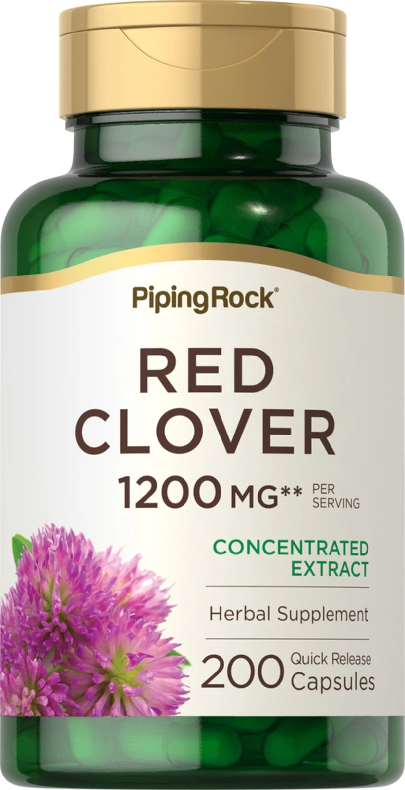 Red Clover Capsules 1200mg | 200 Capsules | Non-GMO | by Piping Rock
