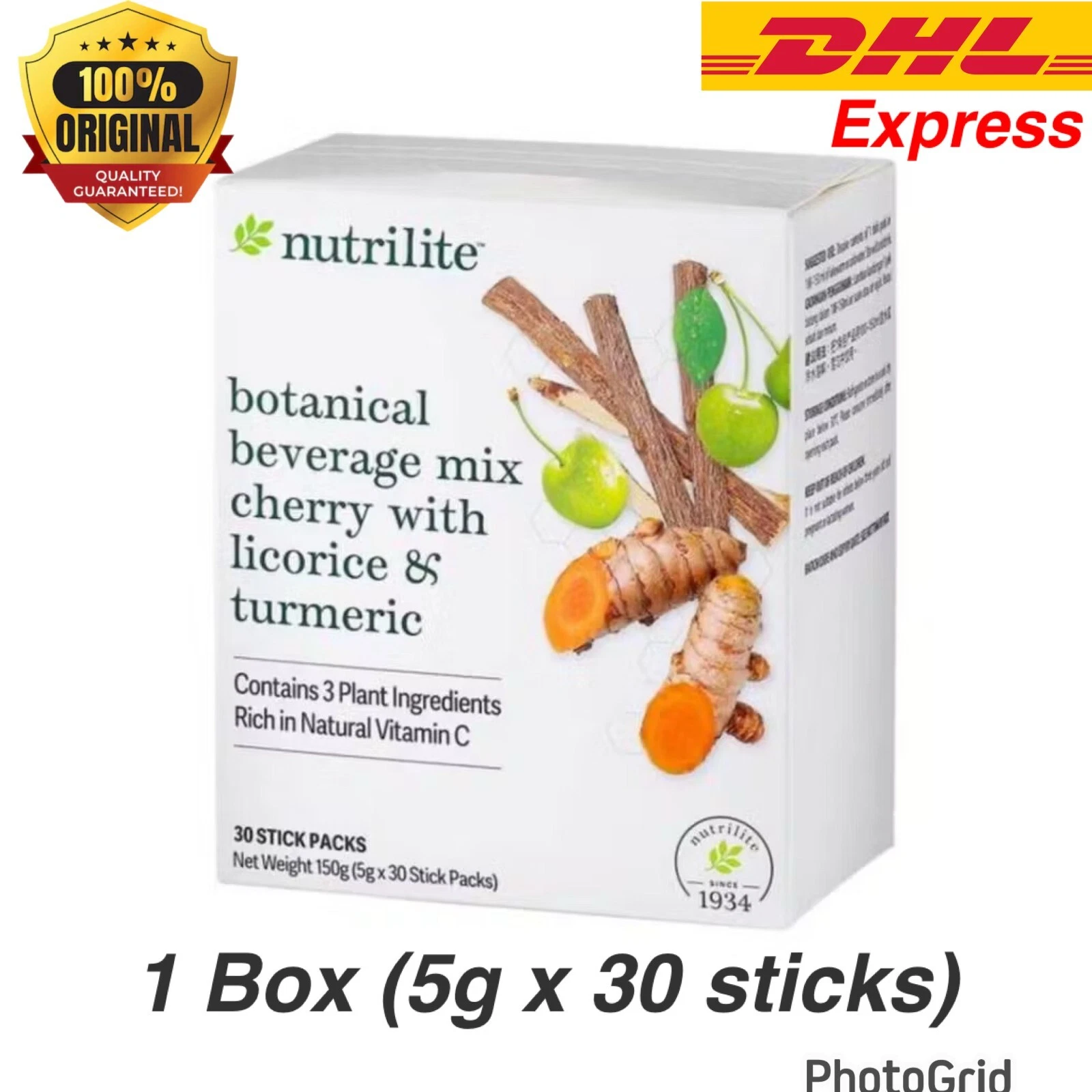 30 Stick AMWAY NUTRILITE Botanical Beverage Mix Cherry with Licorice & Turmeric