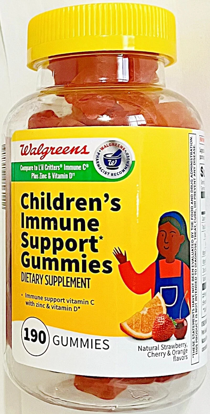 Walgreens Children's Immune Support, Vitamin C, D, & Zinc Gummies 190 Ct 10/2026