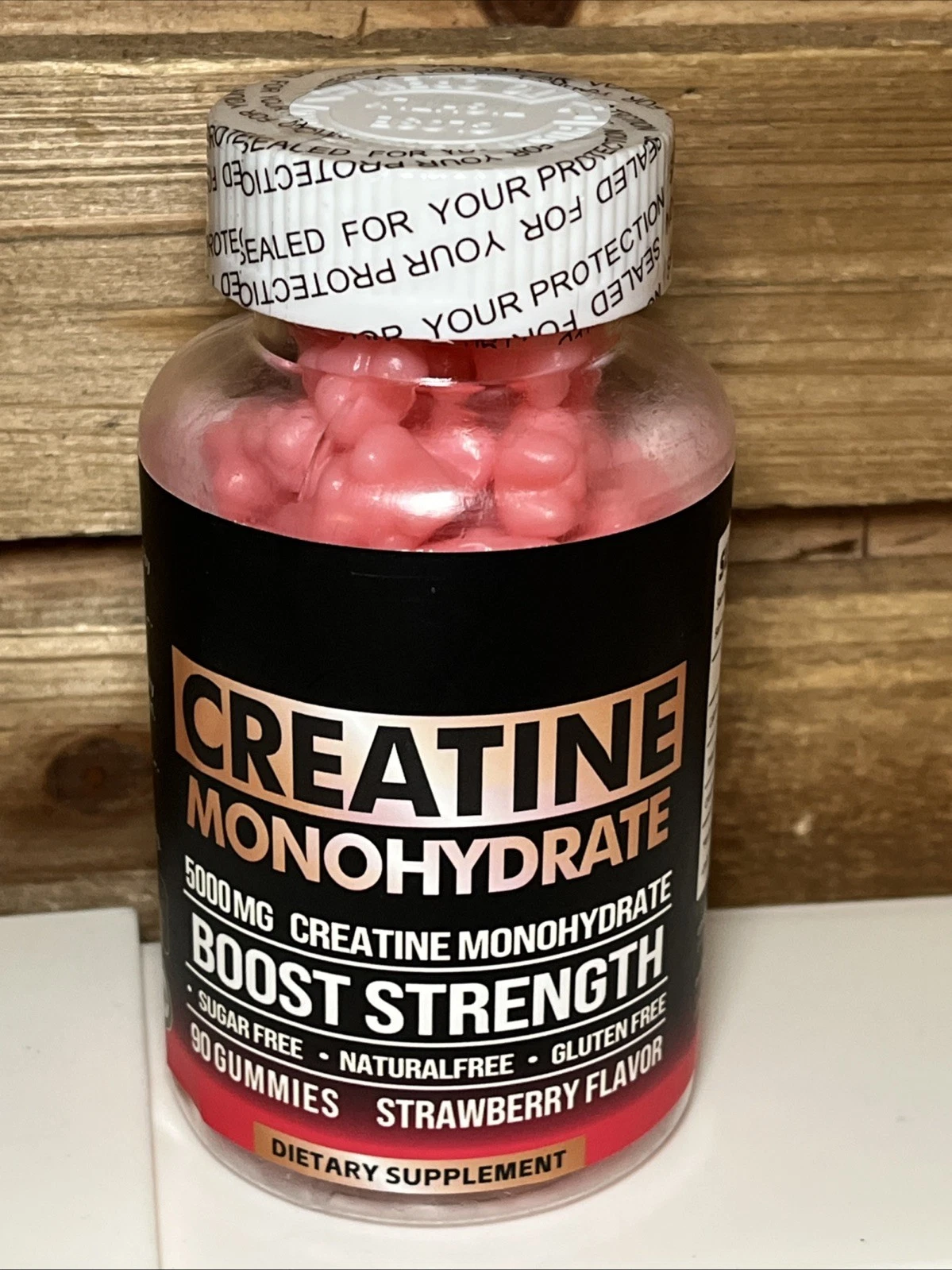 Creatine Monohydrate Gummies 5000mg 90ct Strawberry flavor EXP:08/26