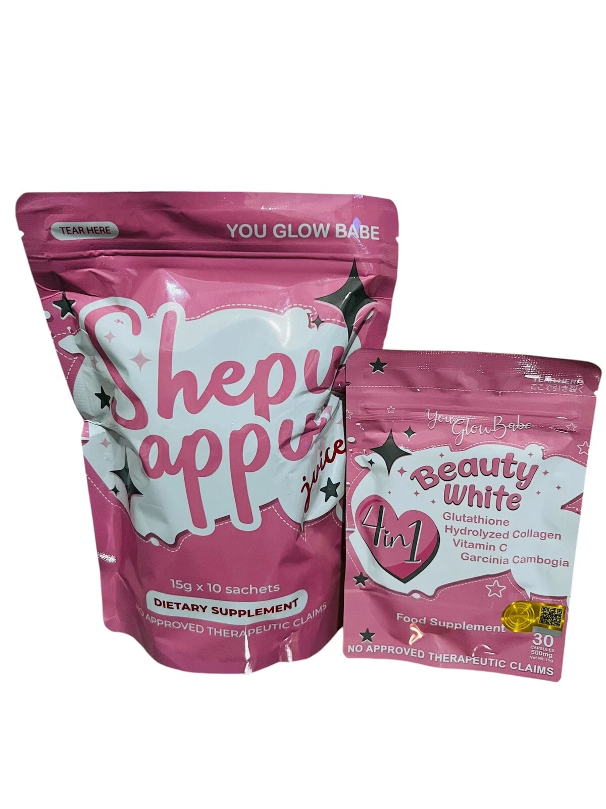 You Glow Babe SHAPE UP SHEPU APPU Juice Powder Mix, & Beauty white 4in1 (BUNDLE)