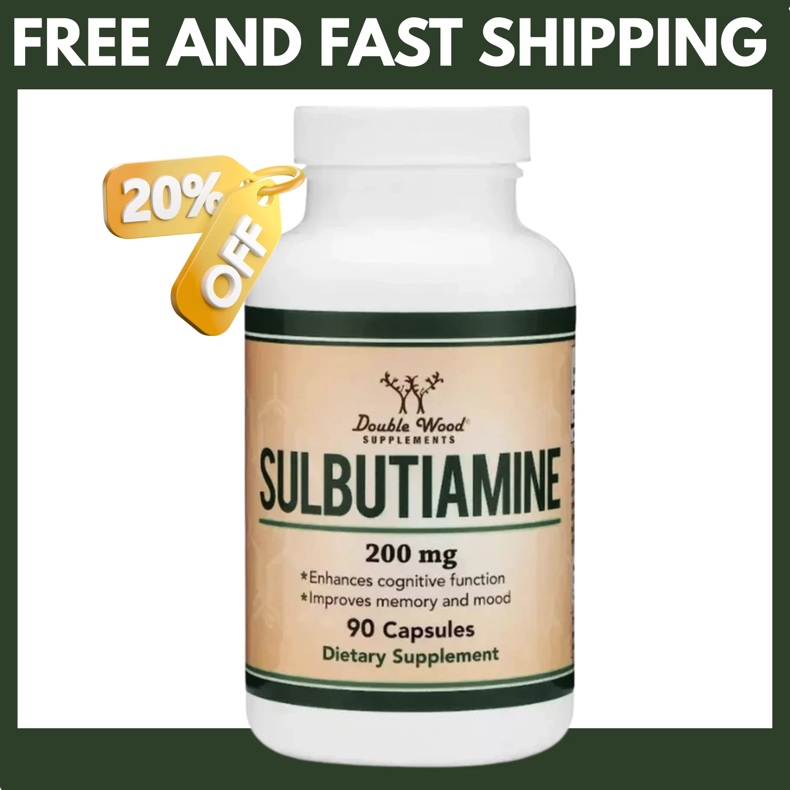 Sulbutiamine, 90 x 200mg Capsules - Memory, Mood, Cognitive Nootropic Supplement