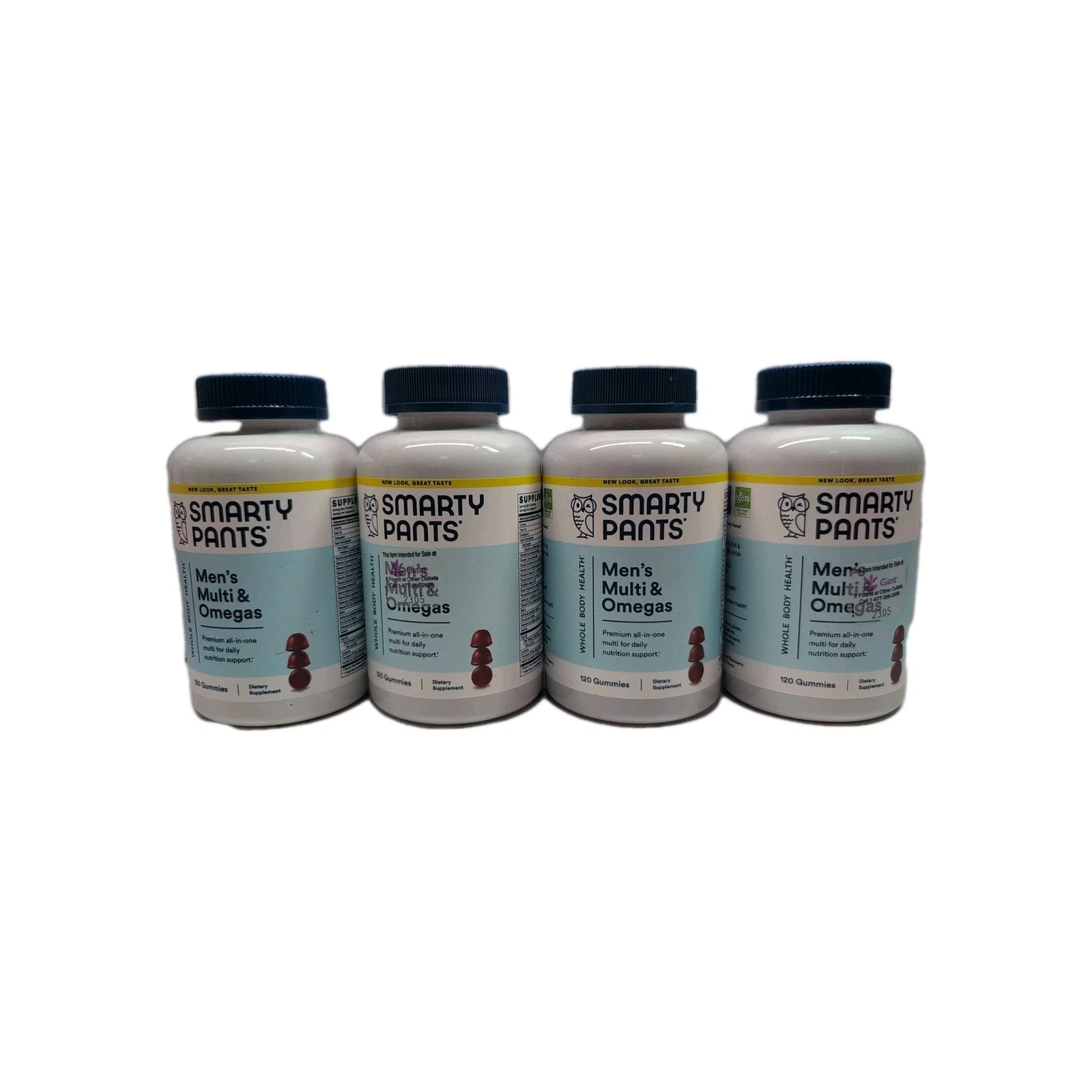 4 Smarty Pants Men's Multi & Omegas Whole Body Health 120 Gummies Ea. 11/21/25+