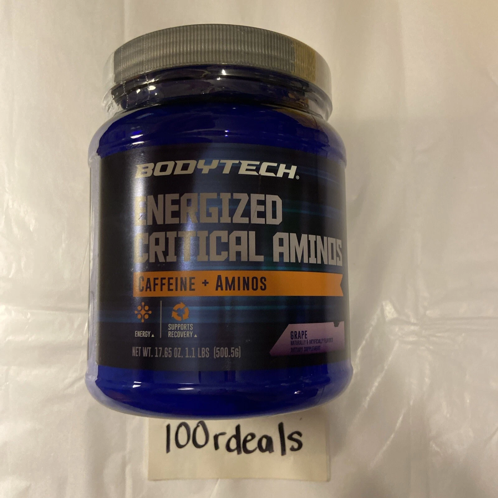 BodyTech Energized Critical Aminos Powder Grape (1.1 lbs./65 Servings) EXP 4/26