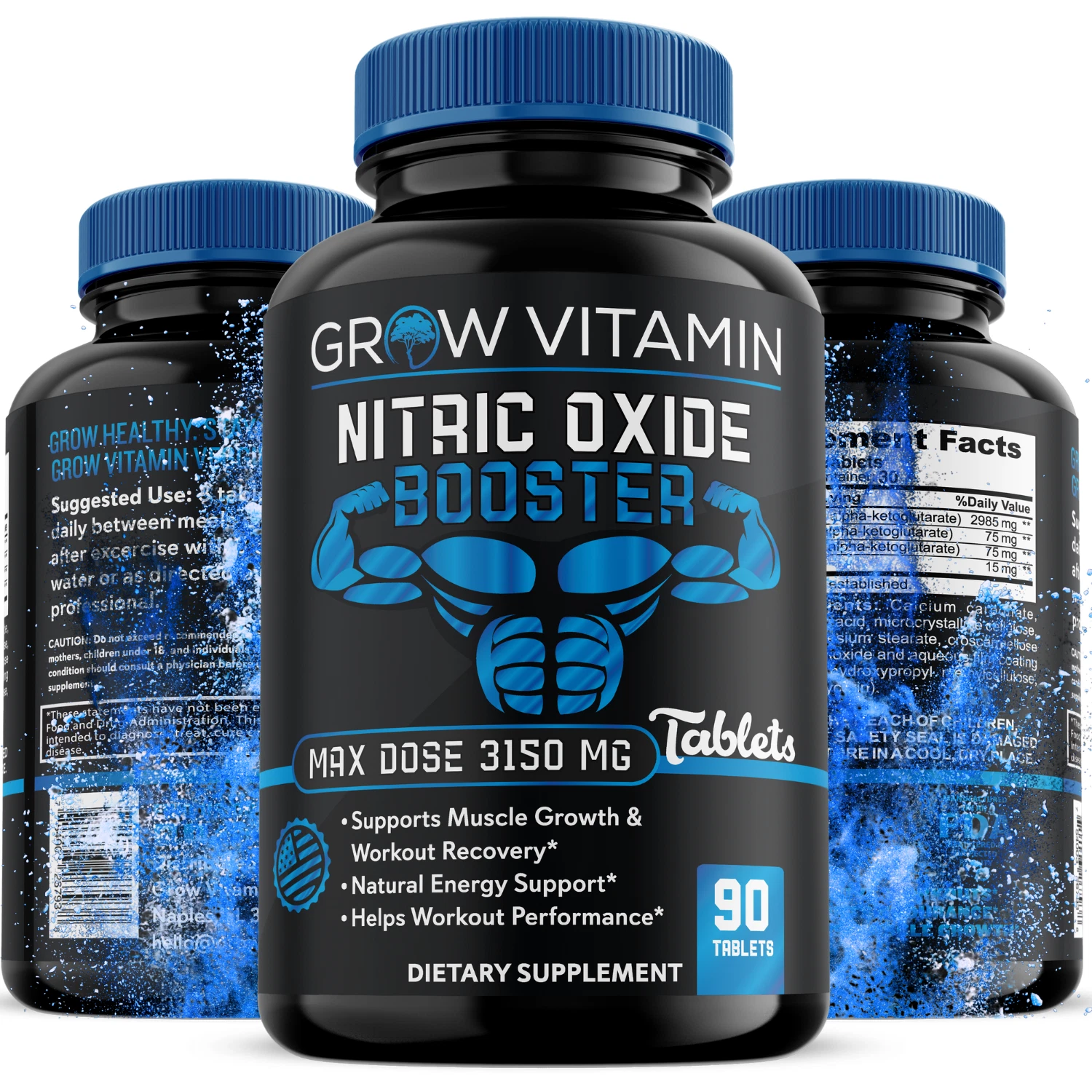 Extra Strength Nitric Oxide Supplement L Arginine 3X Strength Highest Potency