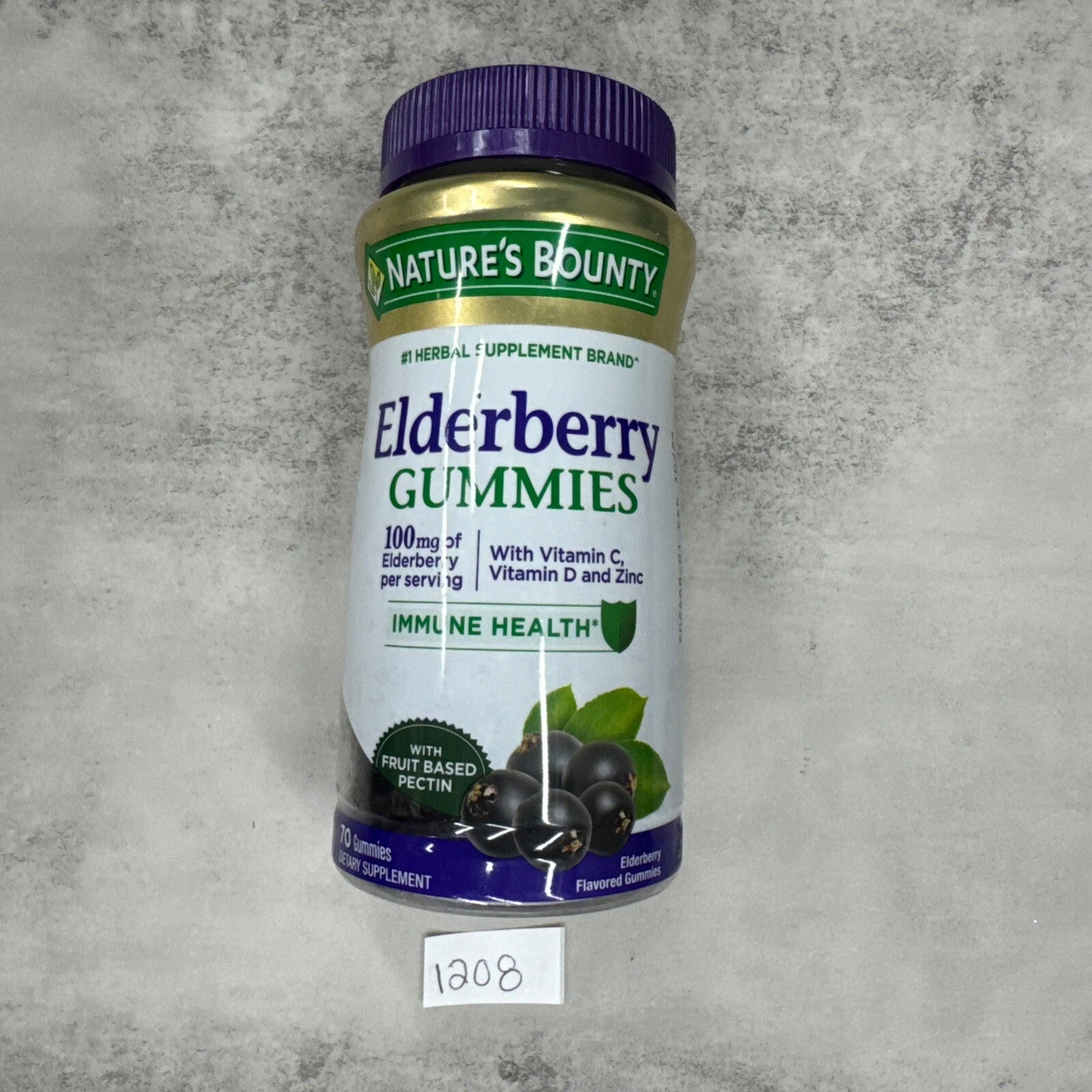 Natures Bounty Elderberry Gummies 100mg Immune Health 70 Count