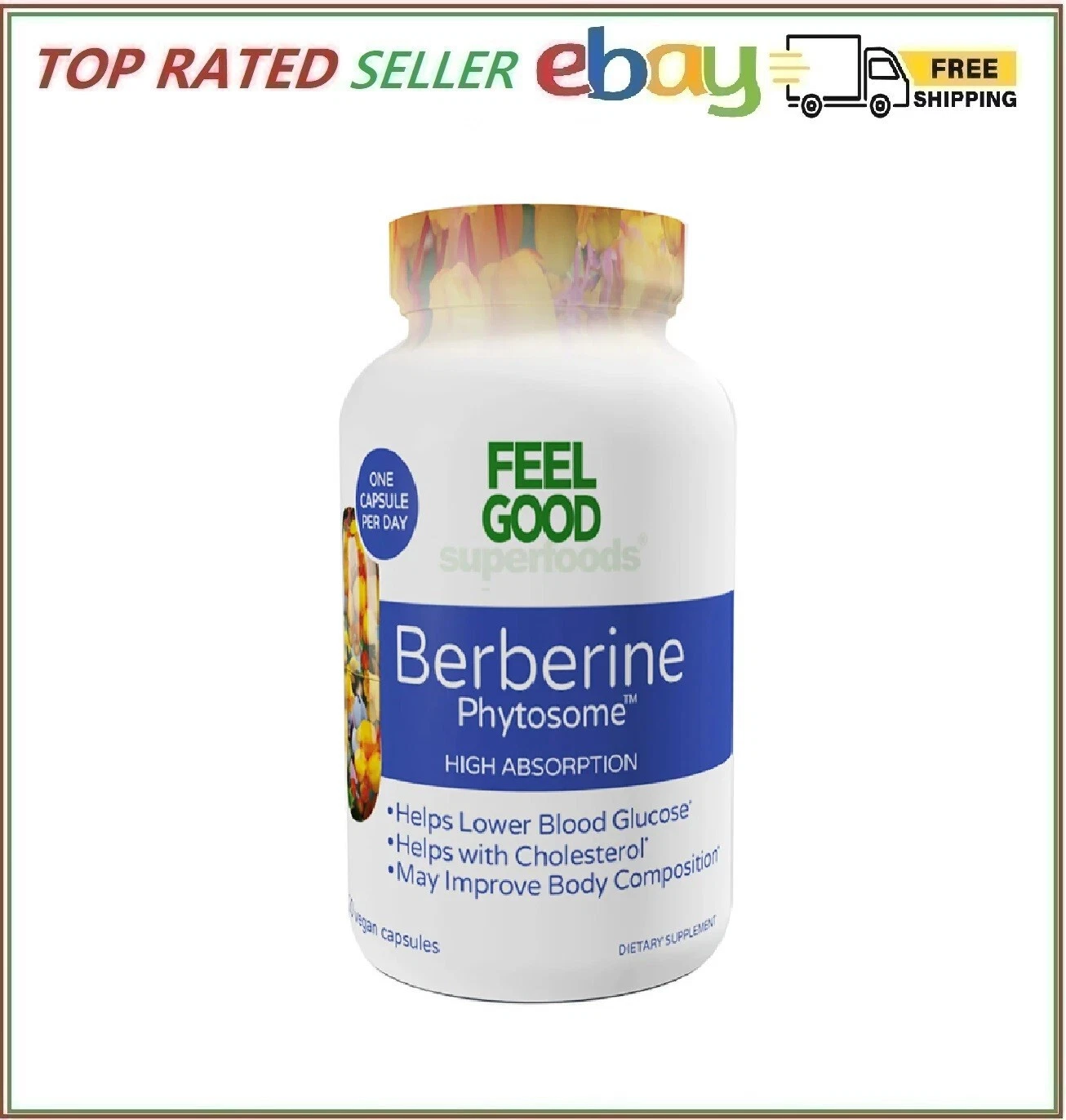 one Feel Good Superfoods Berberine Phytosome High Absorption 120 Vegan Capsules