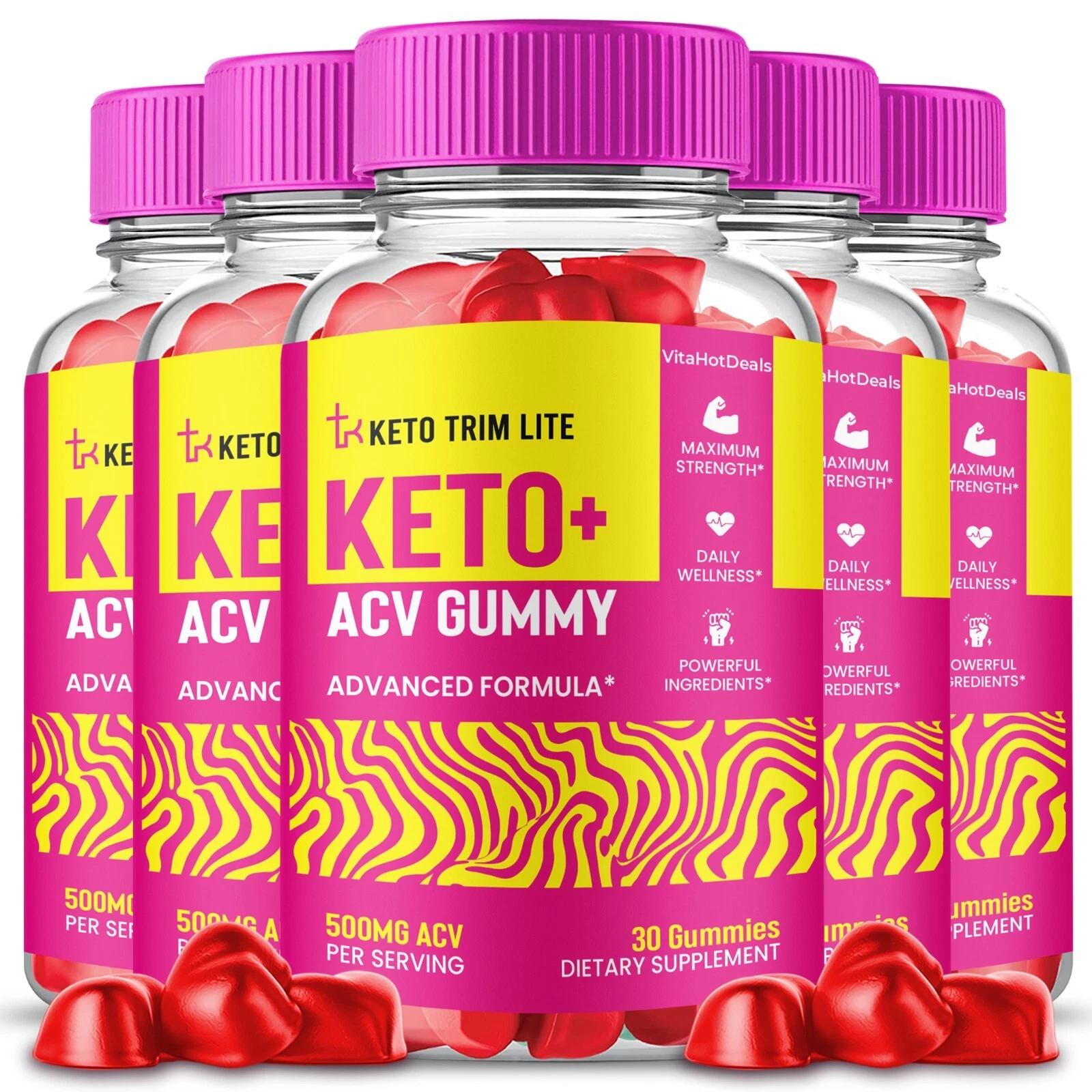 Keto Trim Lite Keto ACV Gummies, Max Strength Formula For Men And Women (5 Pack)