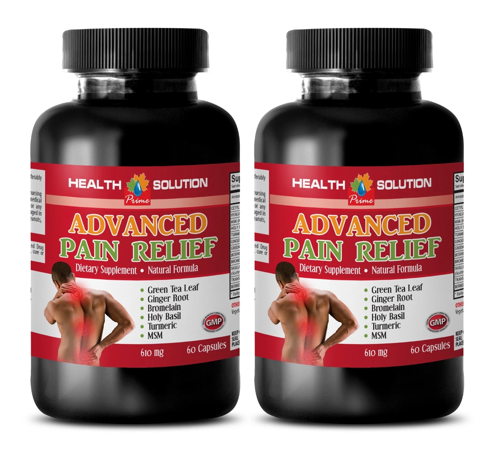 Joint pain supplement - ADVANCED PAIN RELIEF - 2 Bottles - holy basil ginger
