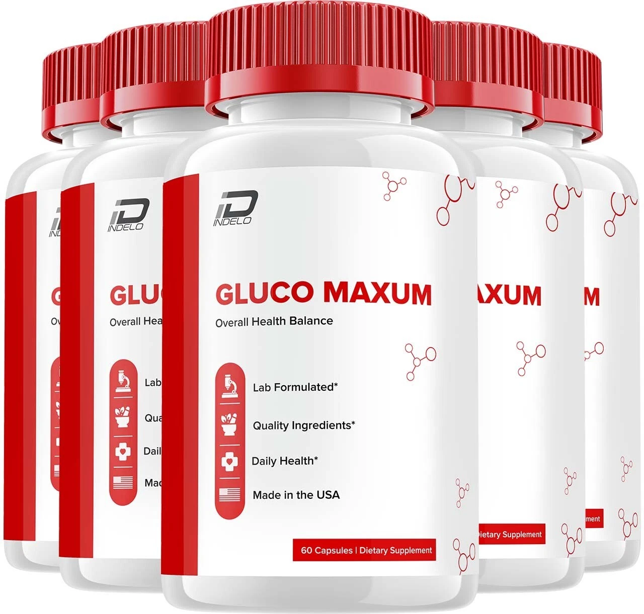 (5 Pack) Gluco Maxum Capsules – Gluco Max Pills Advanced Supplement, All Natural