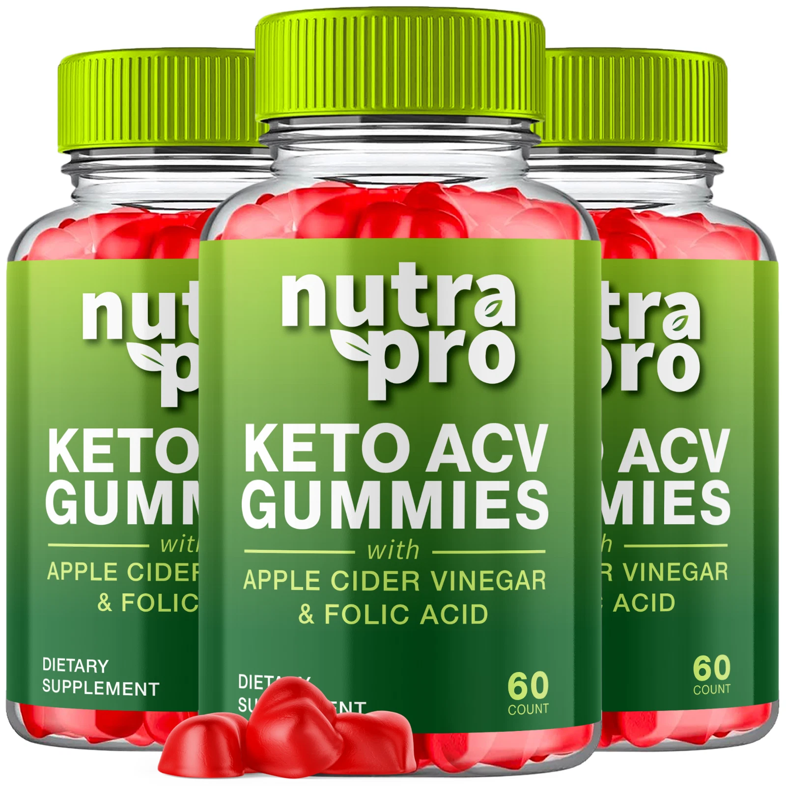 3 Pack Nutra Pro Keto ACV Gummies Maximum Strength Vitamin Formula, 180 Gummies