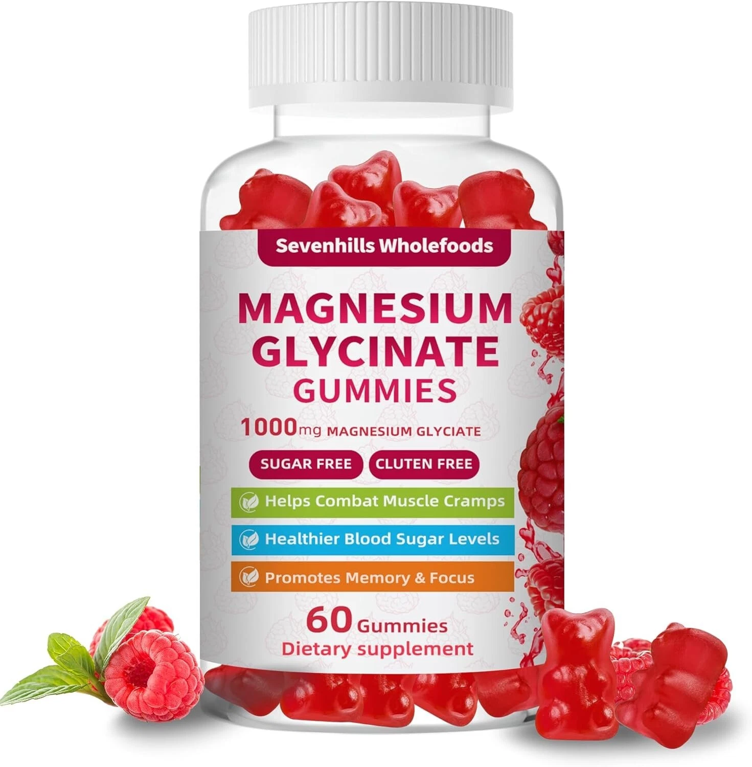 Magnesium Glycinate Gummies 1000mg - Sugar Free Magnesium Potassium Supplemen...