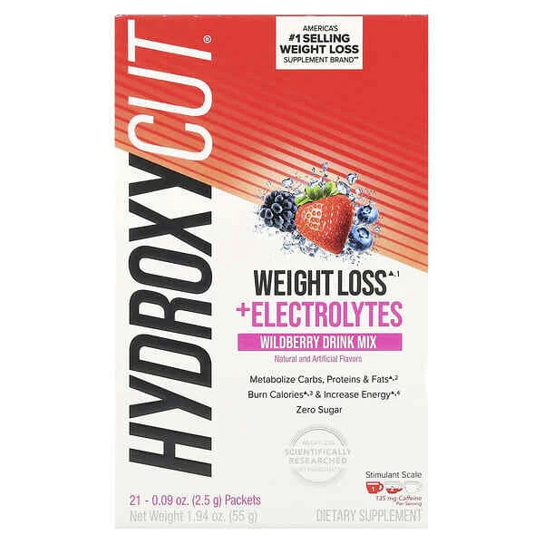 Hydroxycut Drink Mix Lose Weight Packets Wildberry Blast 1.78 oz 21 ct Pack of 6
