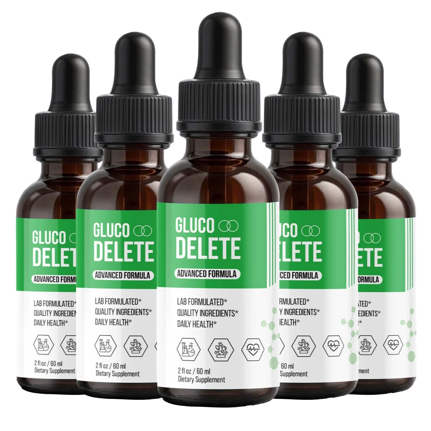 (5 Pack) Gluco Delete Drops, GlucoDelete Premium Liquid Drop Supplement
