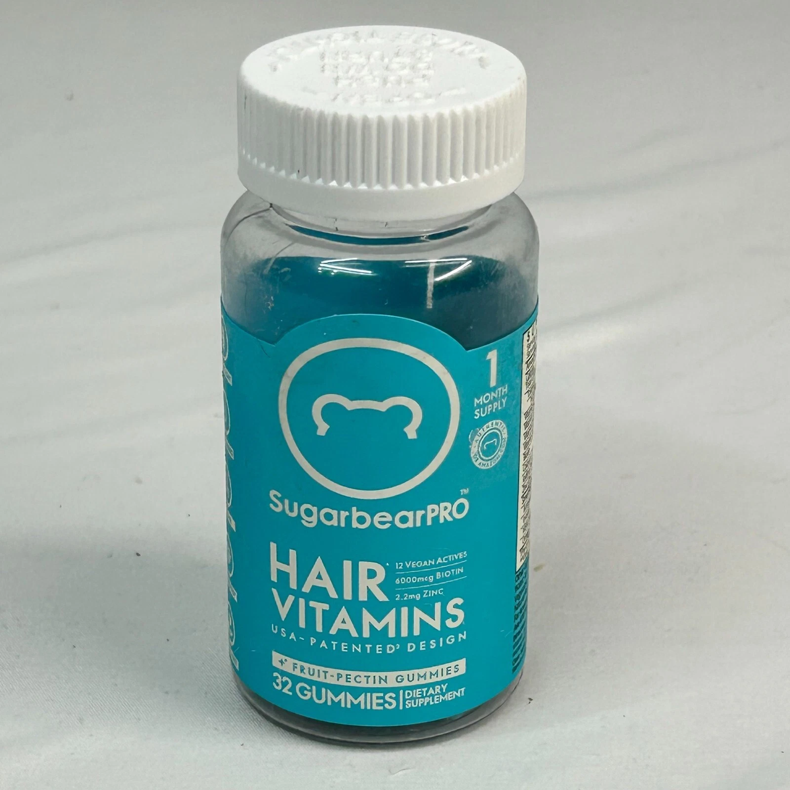 SUGARBEARPRO HAIR VITAMIN 6000 MCG BIOTIN DIETARY SUPPLEMENT 32 GUMMIES EXP 4/27