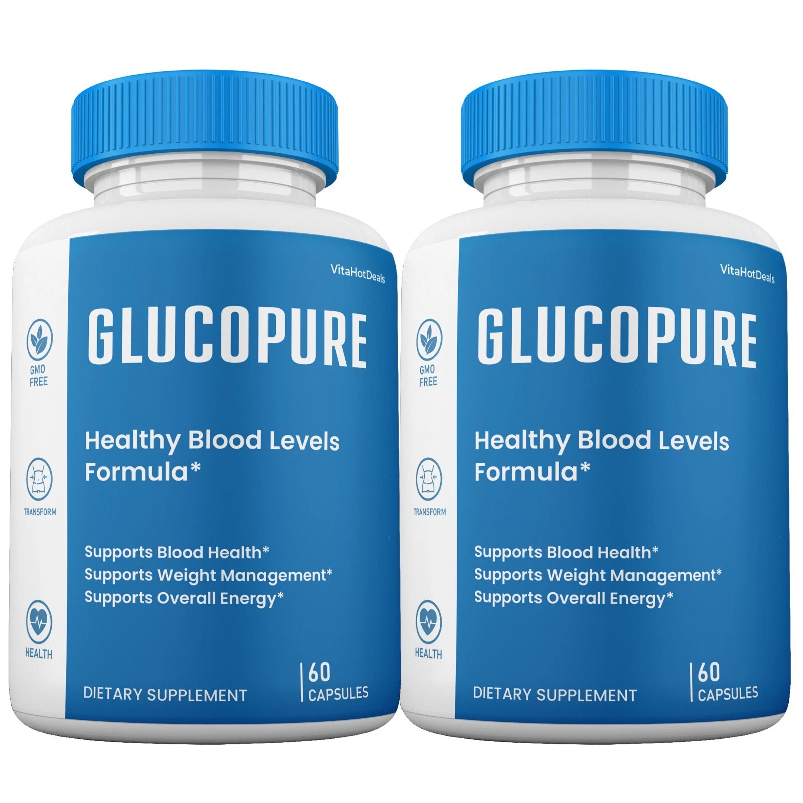 GlucoPure Capsules Blood Support, Gluco Pure Glyco Pills Supplement (2 Pack)
