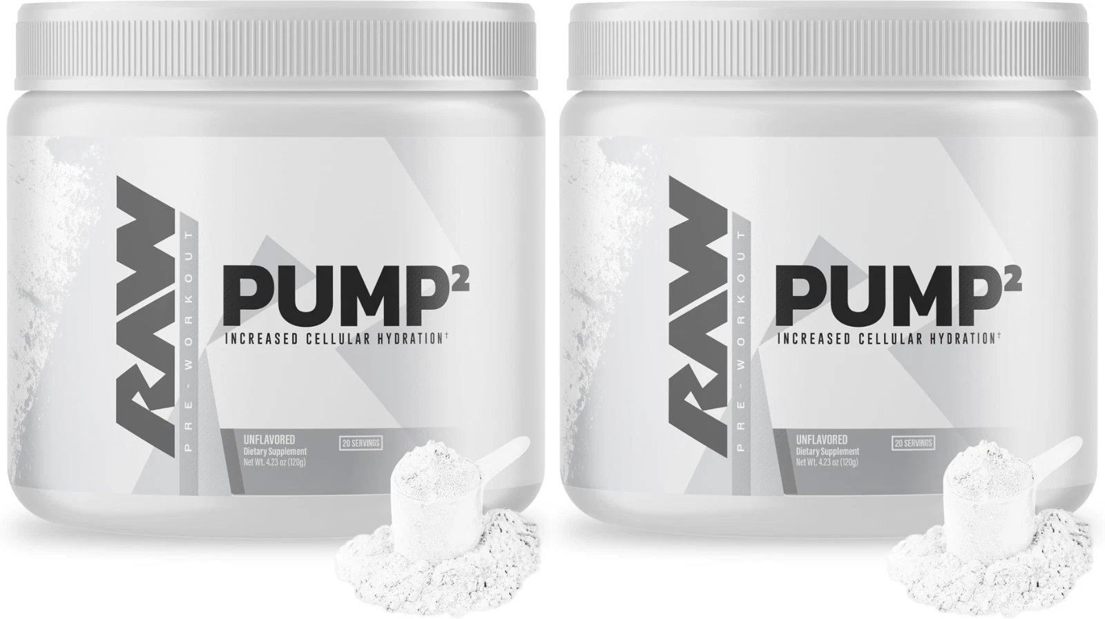 Pack 2 RAW Pump Pre-Workout Unflavored 124g (20 Servings Each)