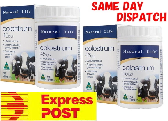 Natural Life Colostrum 200 chewable tablet 45mg IgG Immunity growth Immunoglobin