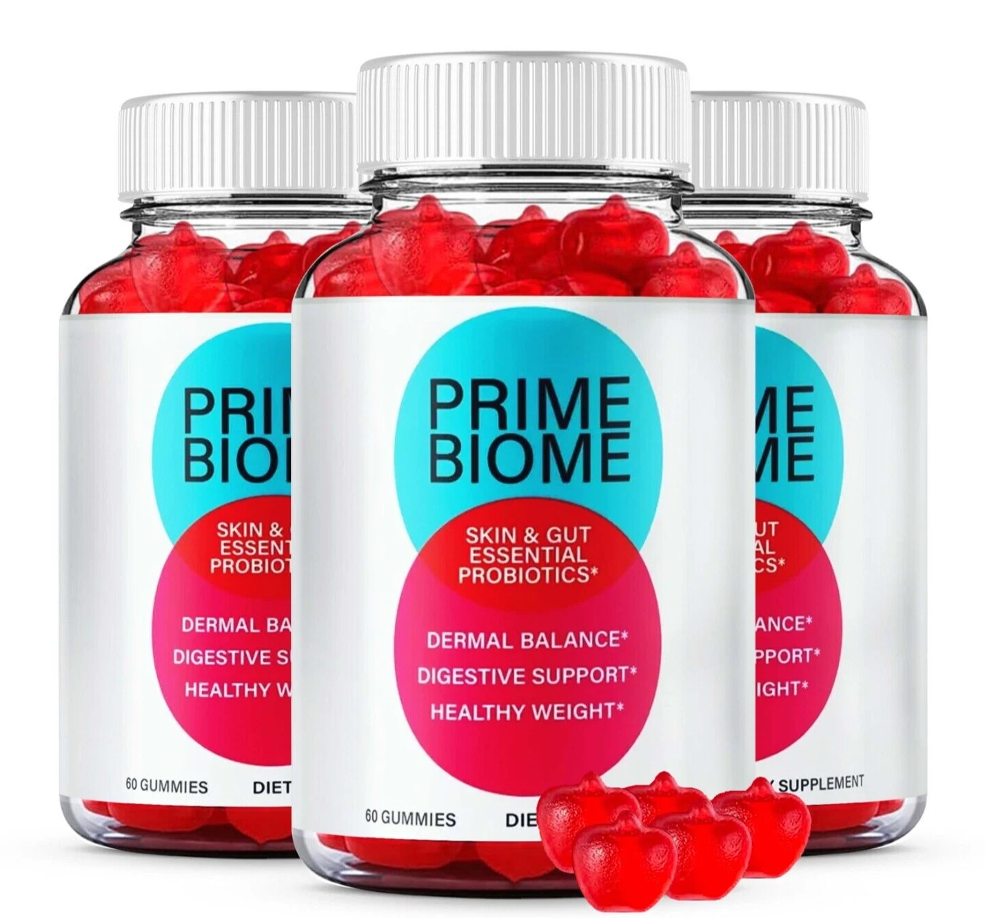(3 Pack) Prime Biome Gummies, PrimeBiome Supports Gut & Skin Health Gummy