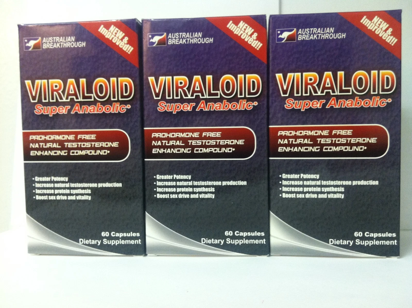 Build Muscle Strength Viraloid Natural Testosterone Booster Burn Fat 3 Bottles